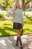 Cream and Black Striped Relaxed Sweater sold by Lime Lush
