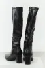Black Faux Leather Pointed Toe Tall Block Heel Boots sold by Lime Lush