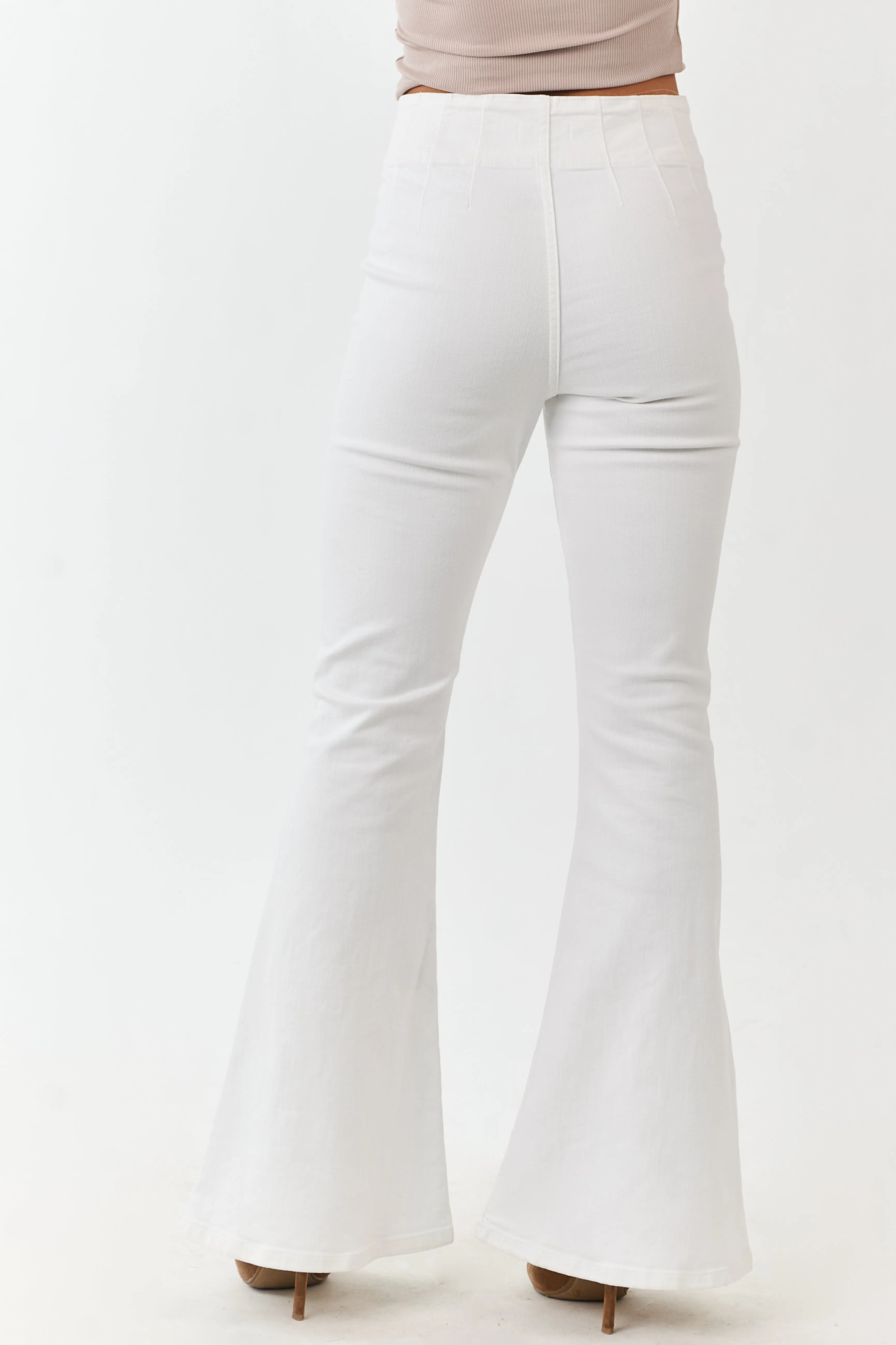 Sneak Peek Off White Flare Leg Stretchy Jeans sold by Lime Lush product image thumbnail 4