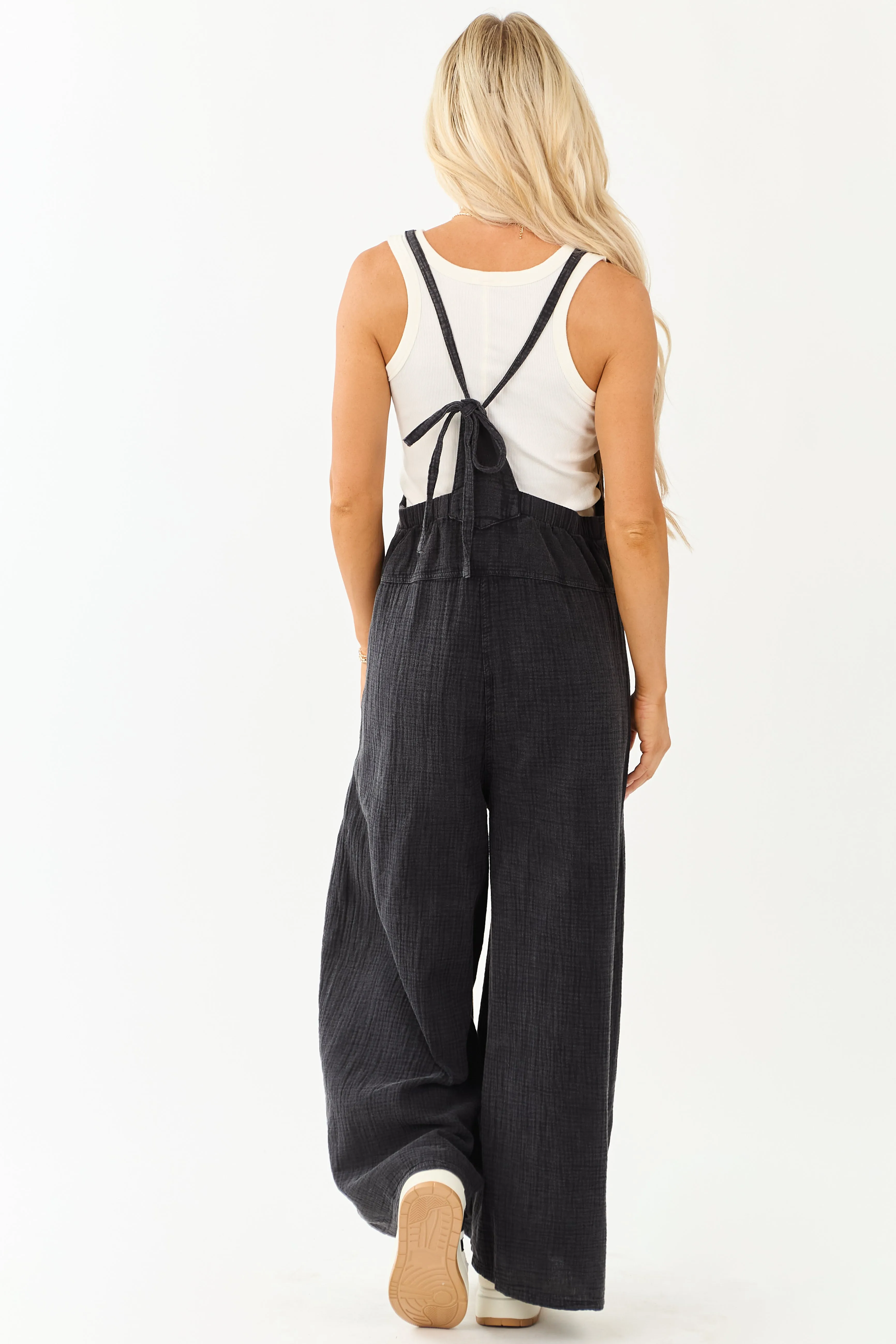 Charcoal Mineral Wash Gauze Cotton Jumpsuit sold by Lime Lush product image thumbnail 5