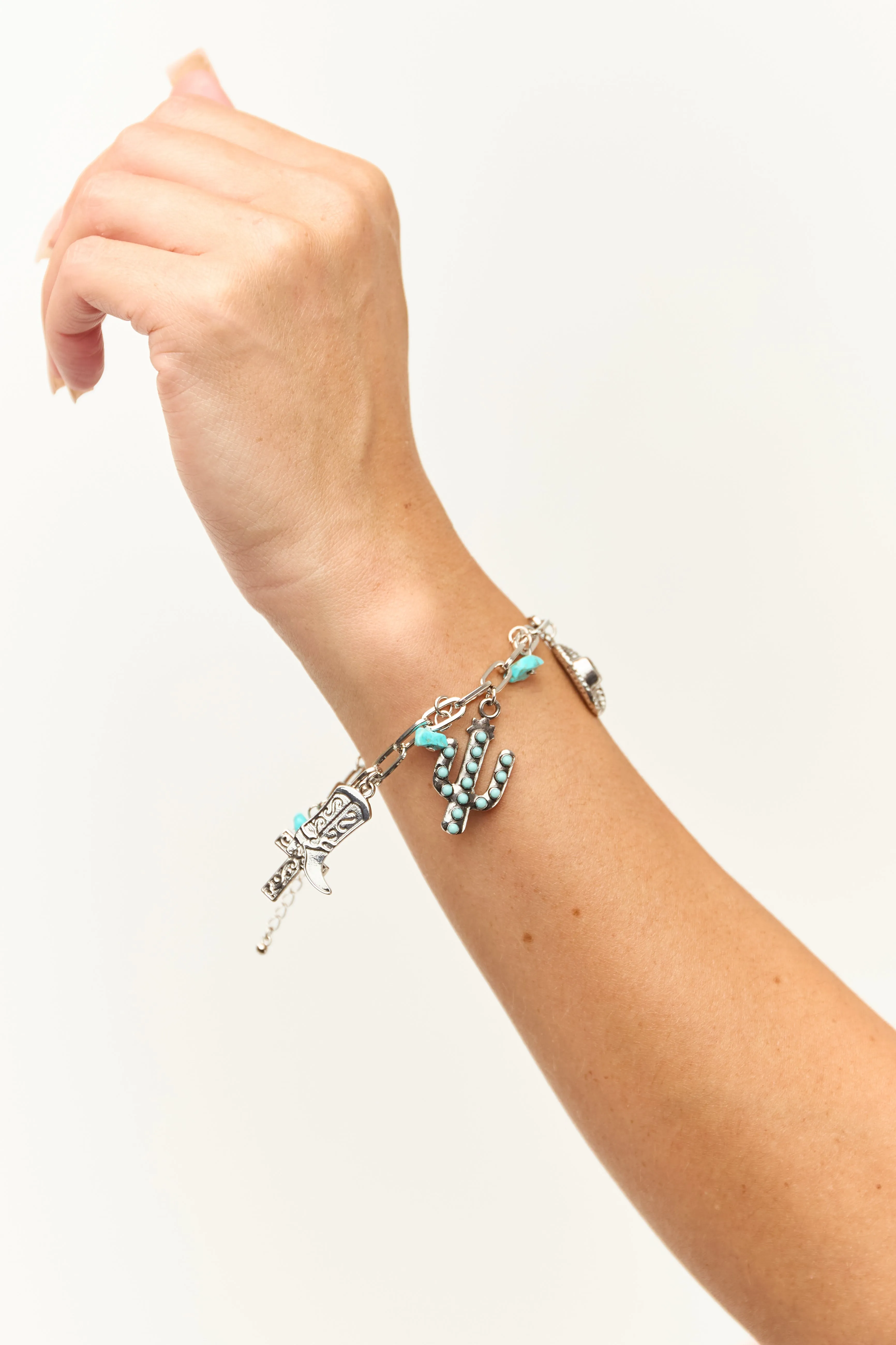 Silver Paperclip Chain Western Charm Bracelet sold by Lime Lush product image thumbnail 3