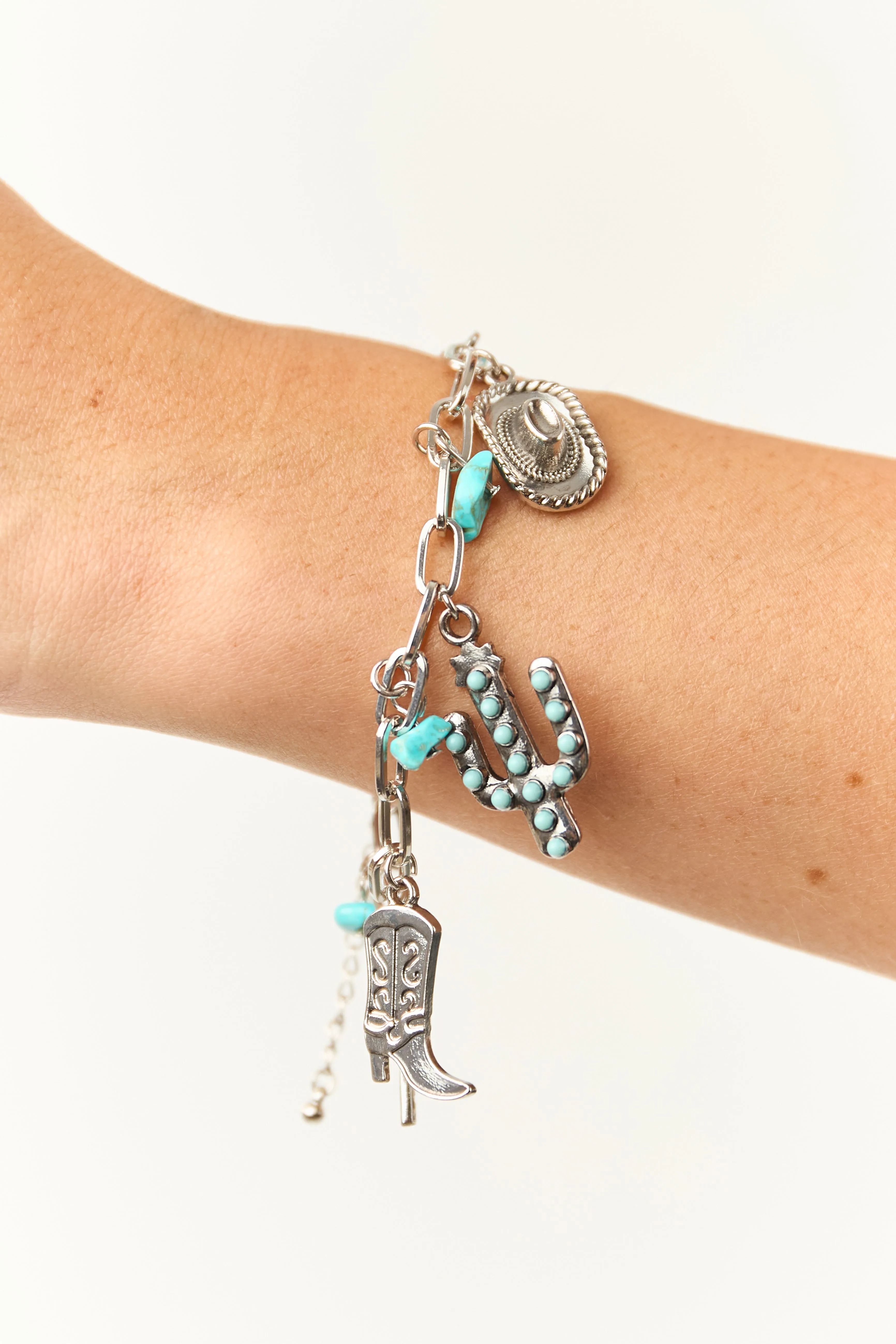 Silver Paperclip Chain Western Charm Bracelet sold by Lime Lush product image thumbnail 2