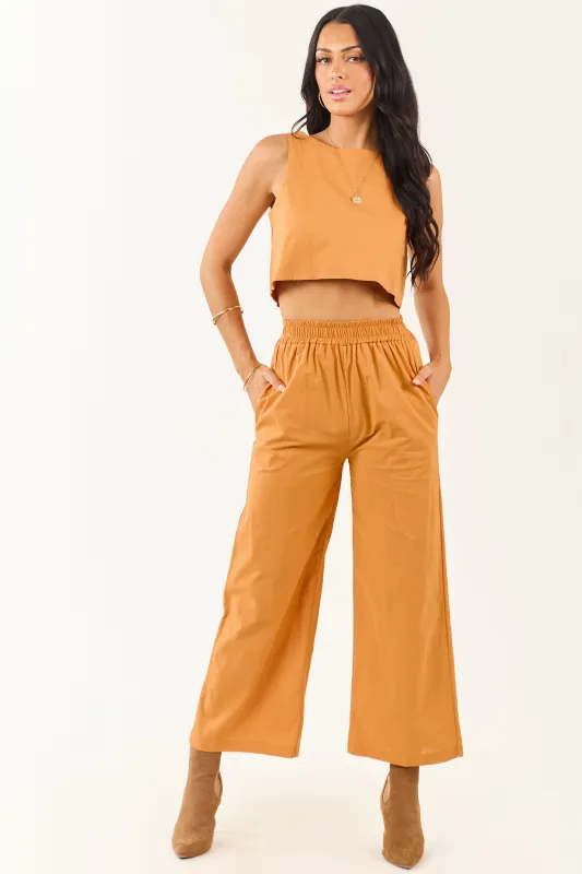 Mango Cropped Tank Top and Wide Leg Pants Set sold by Lime Lush