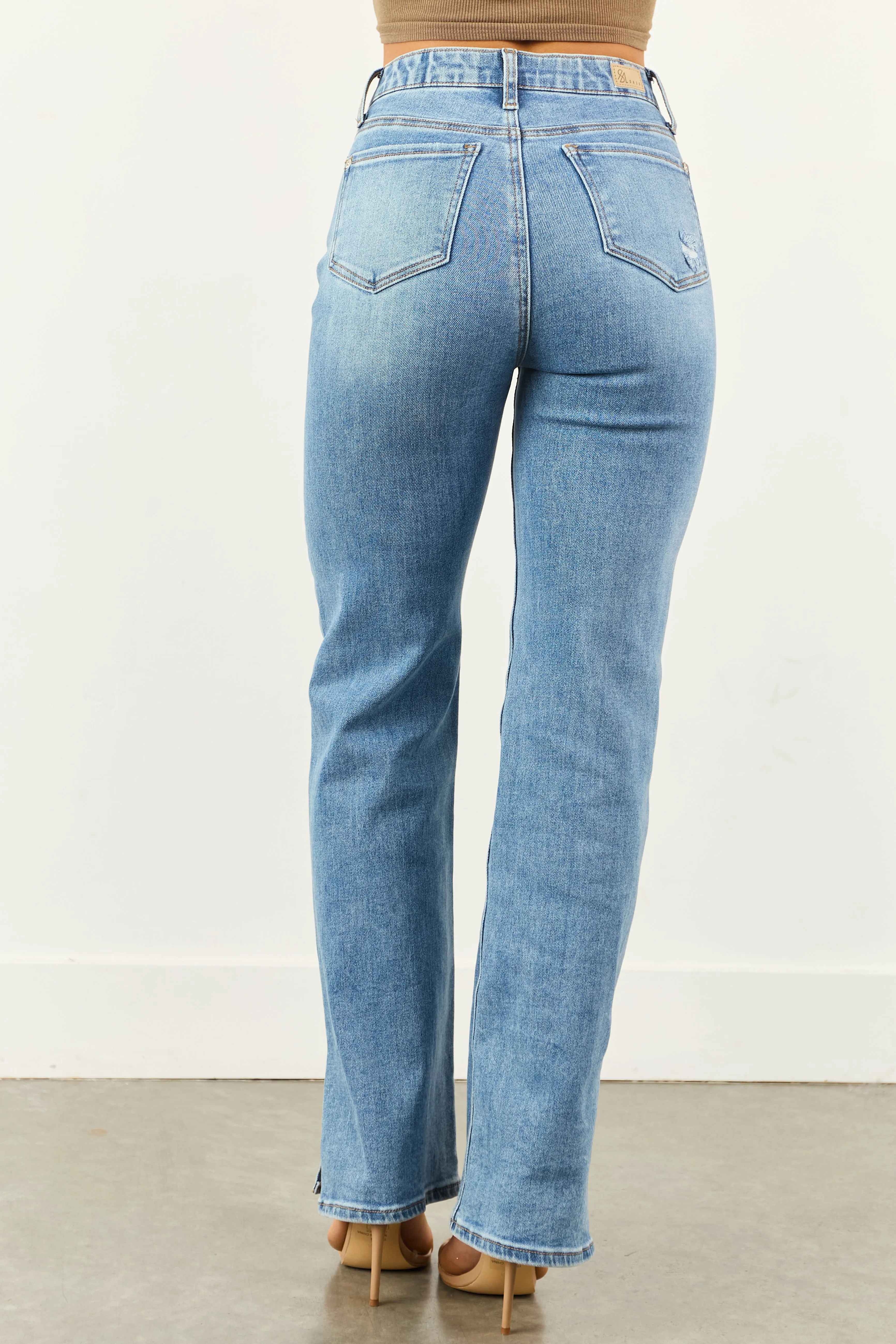 Saige Tummy Control Jewel Button Fly Straight Jeans sold by Lime Lush product image thumbnail 4