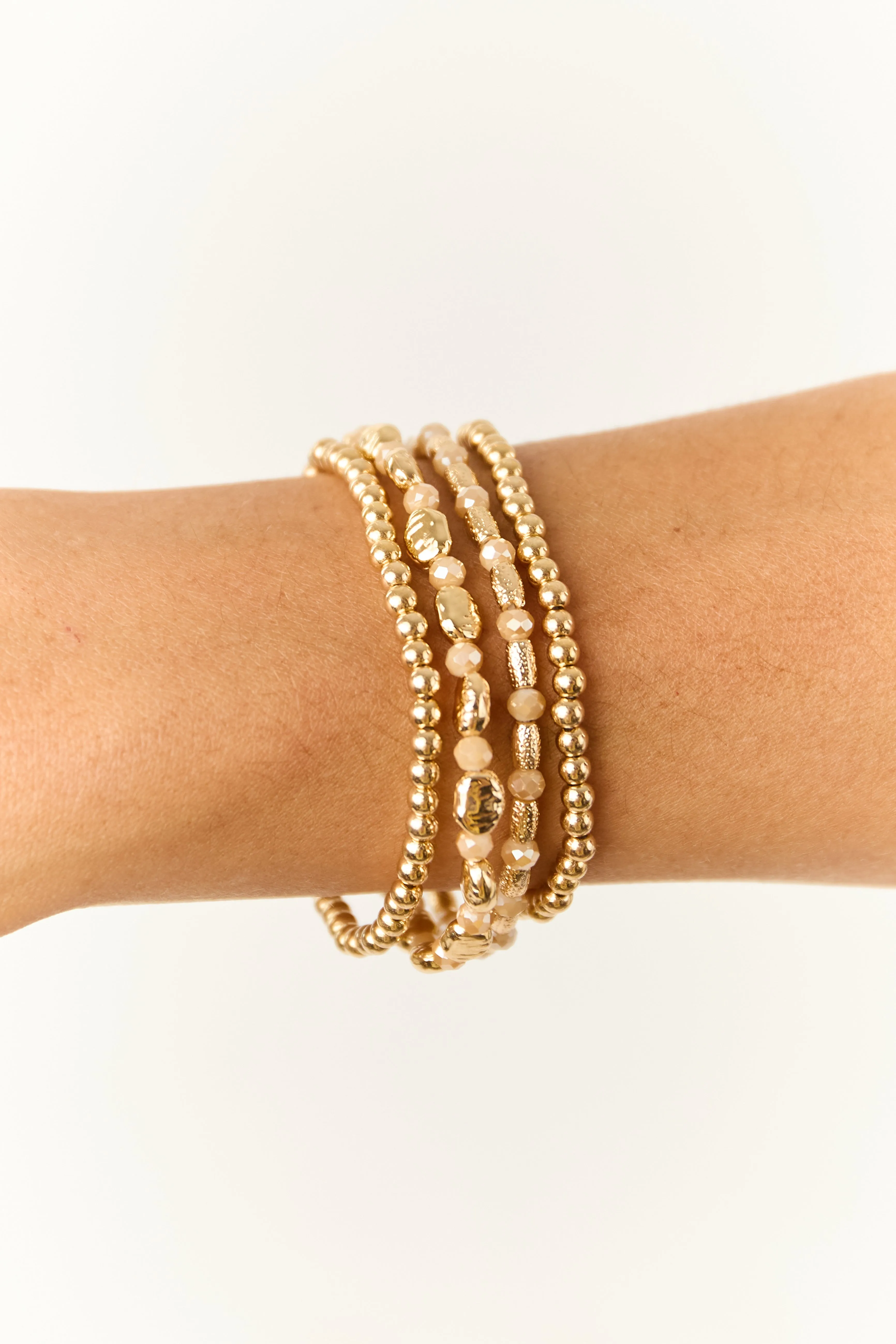 Copper and Gold Beaded 4 Piece Bracelet Set sold by Lime Lush