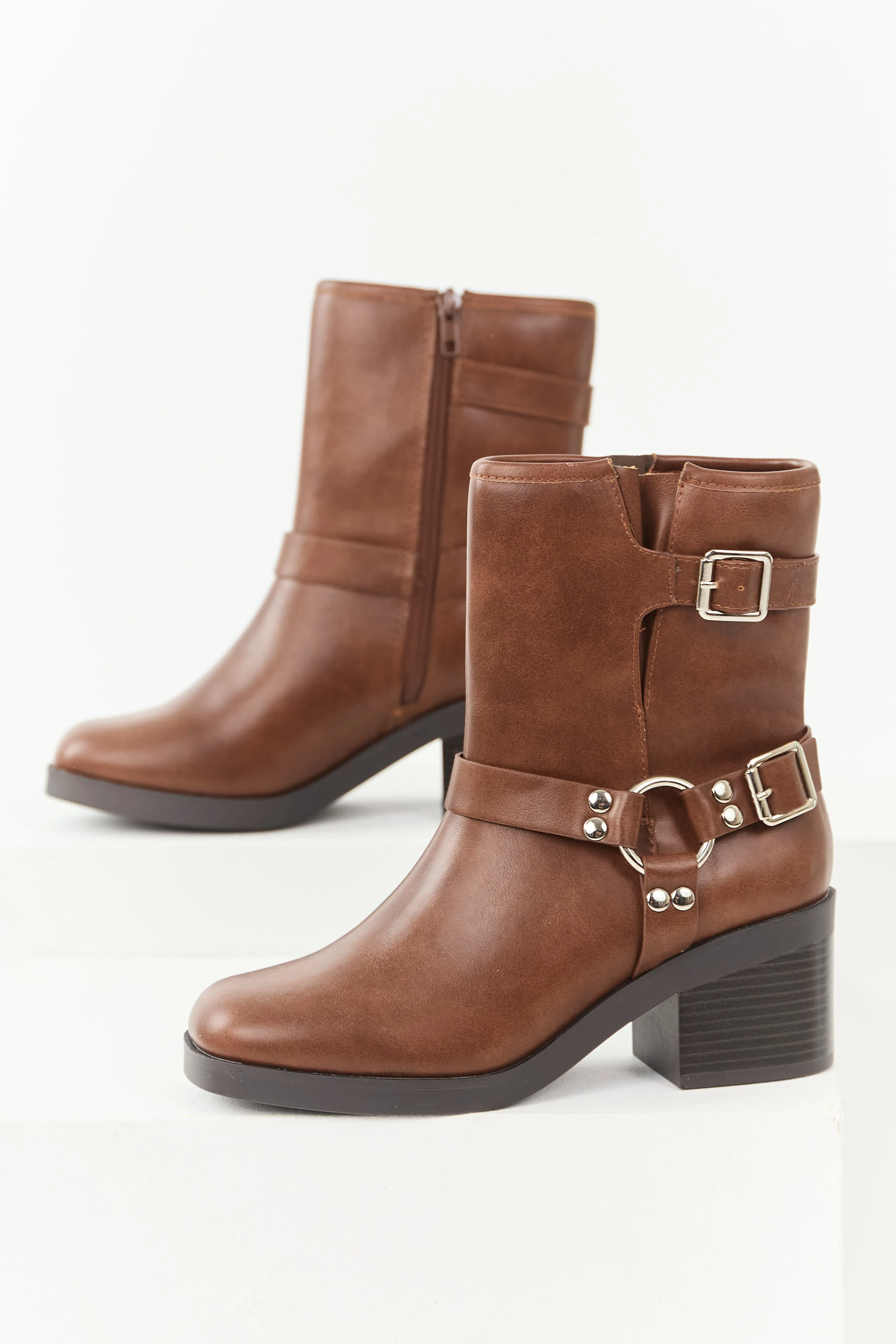 Spice Buckle Strap Chunky Heel Booties sold by Lime Lush