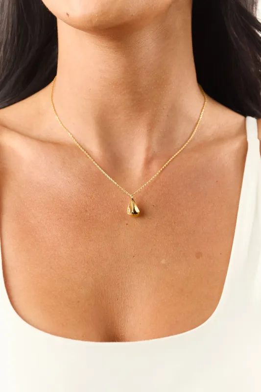 Gold Teardrop Rhinestone Detail Necklace sold by Lime Lush