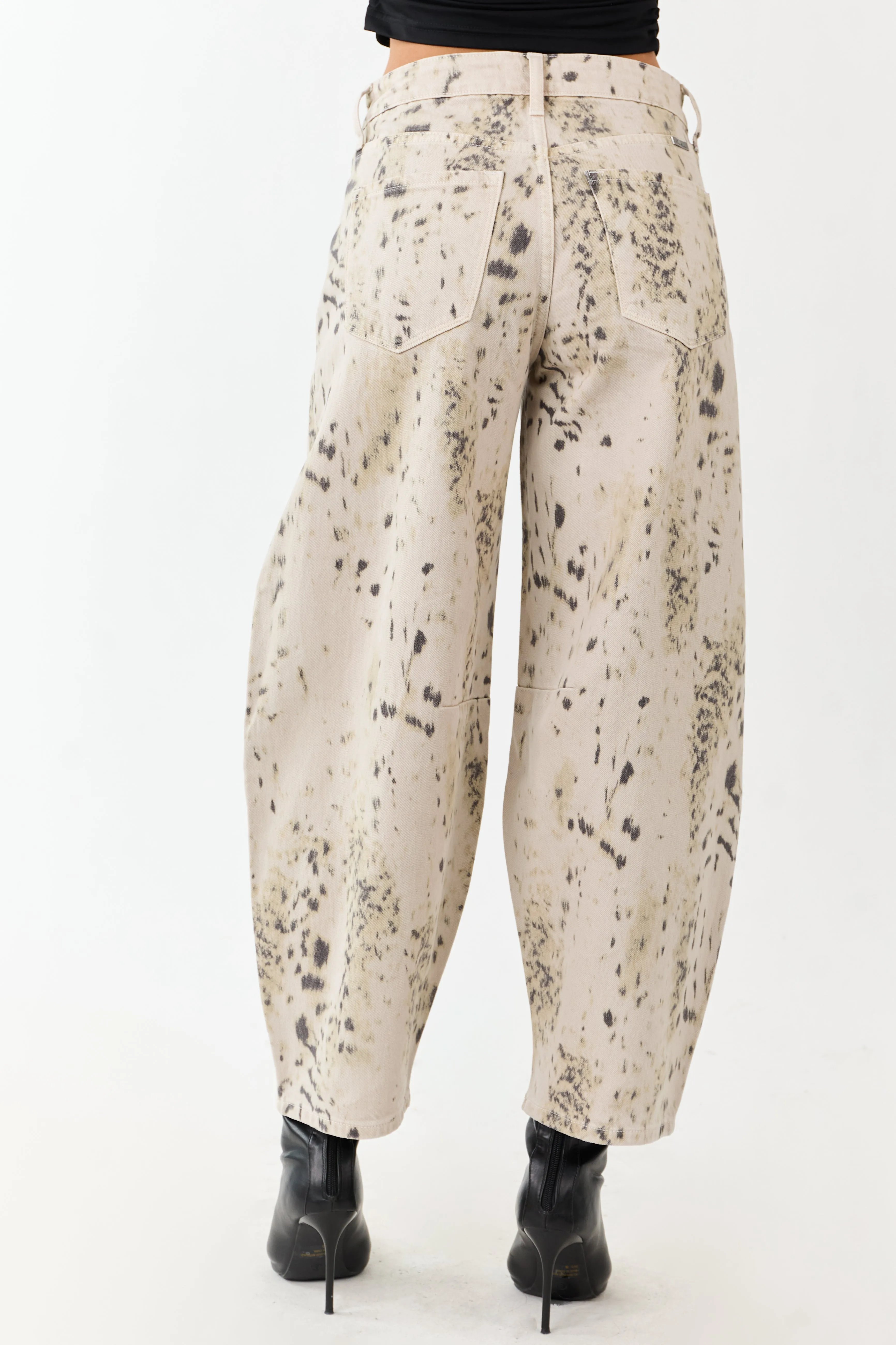 KanCan Almond Speckled Print Horseshoe Barrel Jeans sold by Lime Lush product image thumbnail 4