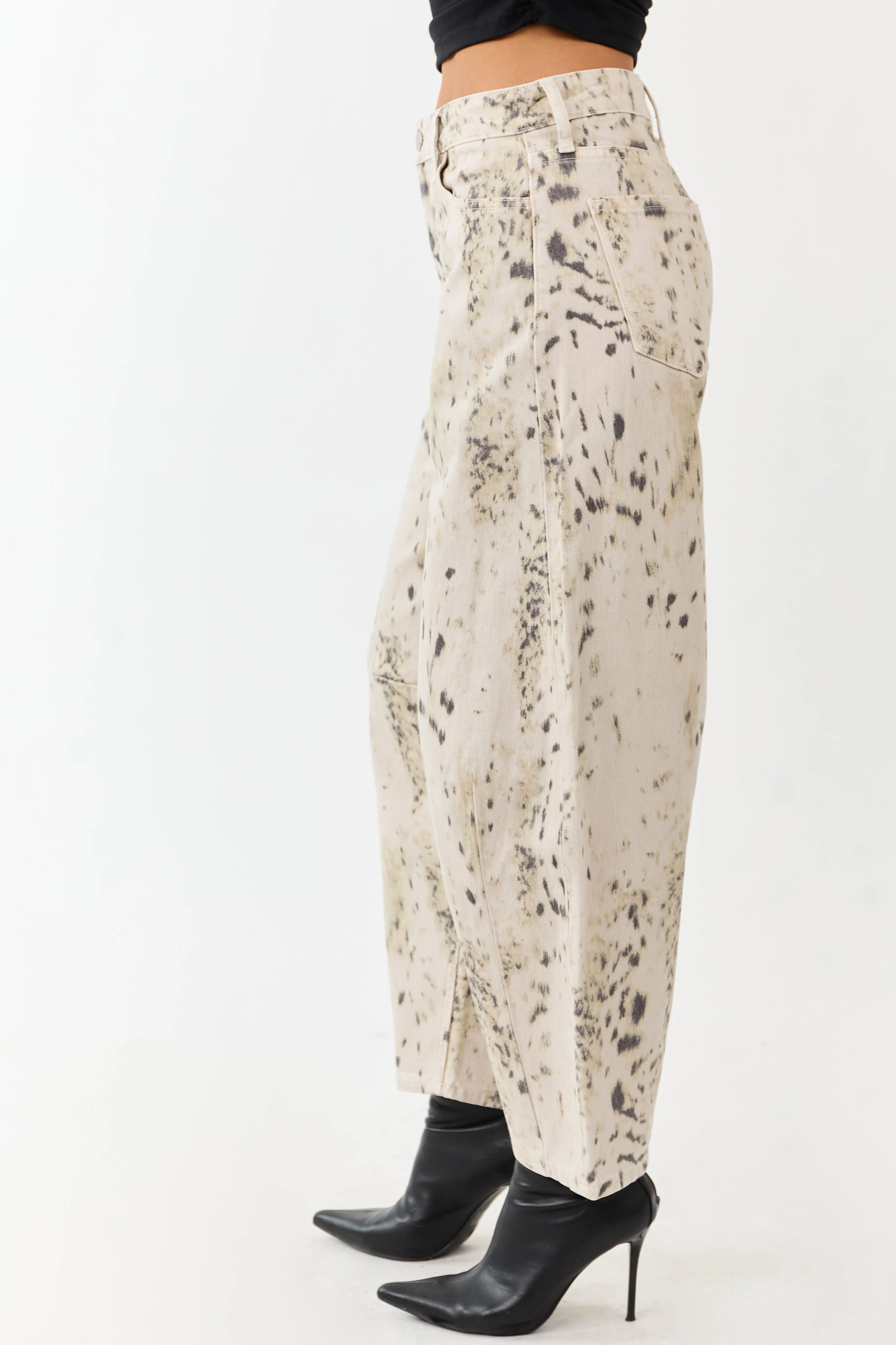 KanCan Almond Speckled Print Horseshoe Barrel Jeans sold by Lime Lush product image thumbnail 3