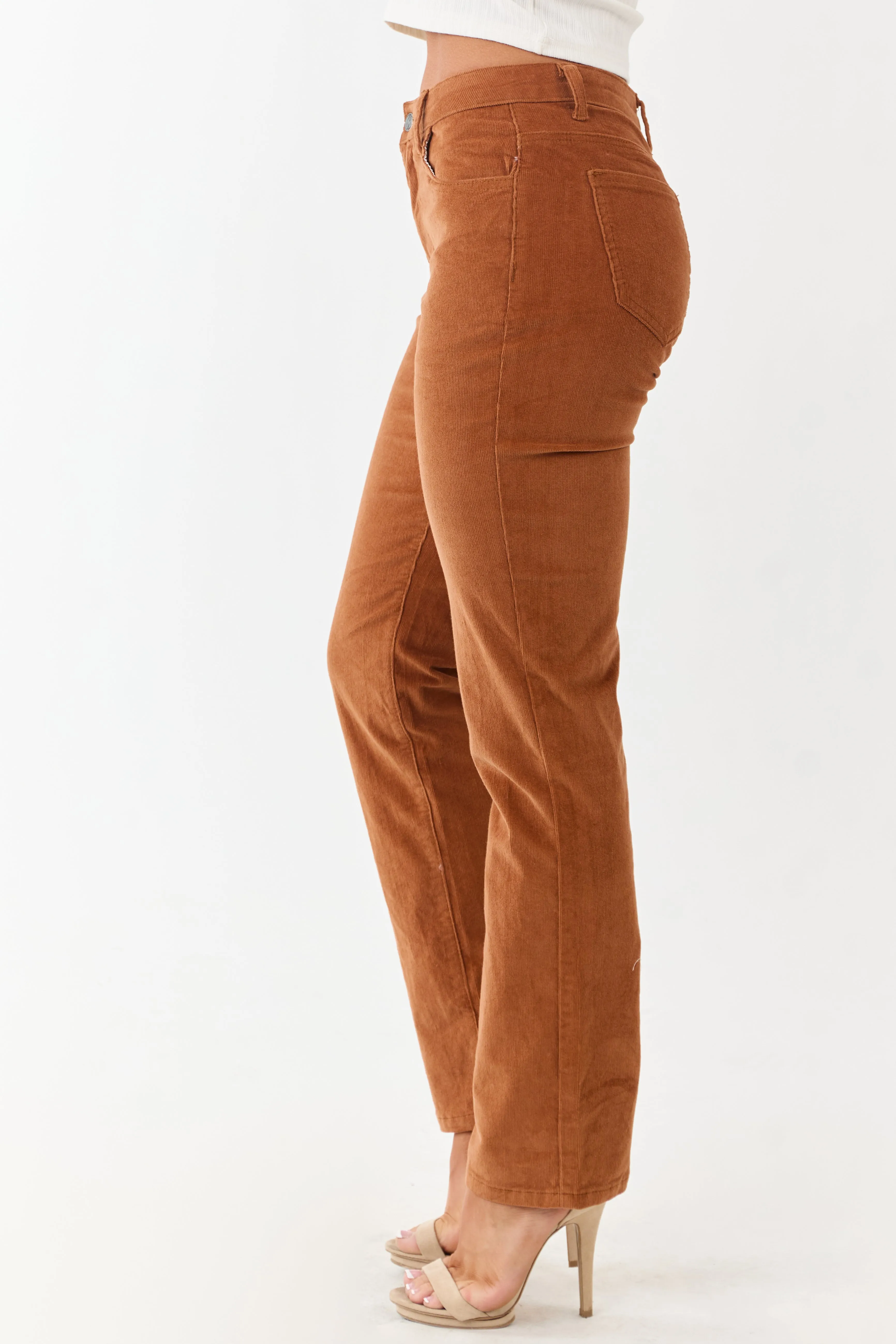 Spice High Rise Corduroy Straight Leg Pants sold by Lime Lush product image thumbnail 3
