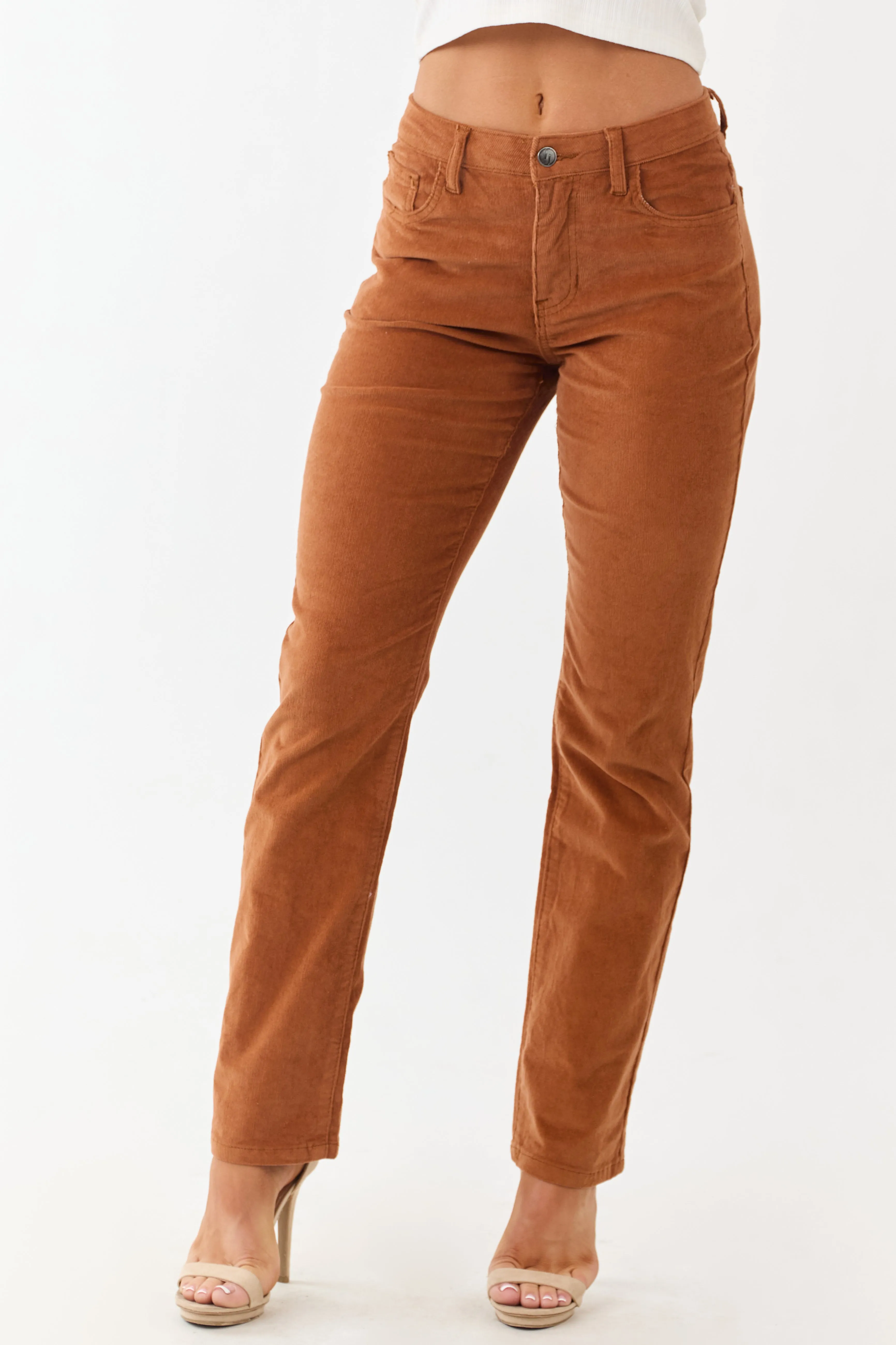 Spice High Rise Corduroy Straight Leg Pants sold by Lime Lush product image thumbnail 2
