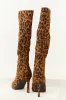 Caramel Faux Suede Leopard Print Stiletto Tall Boots sold by Lime Lush