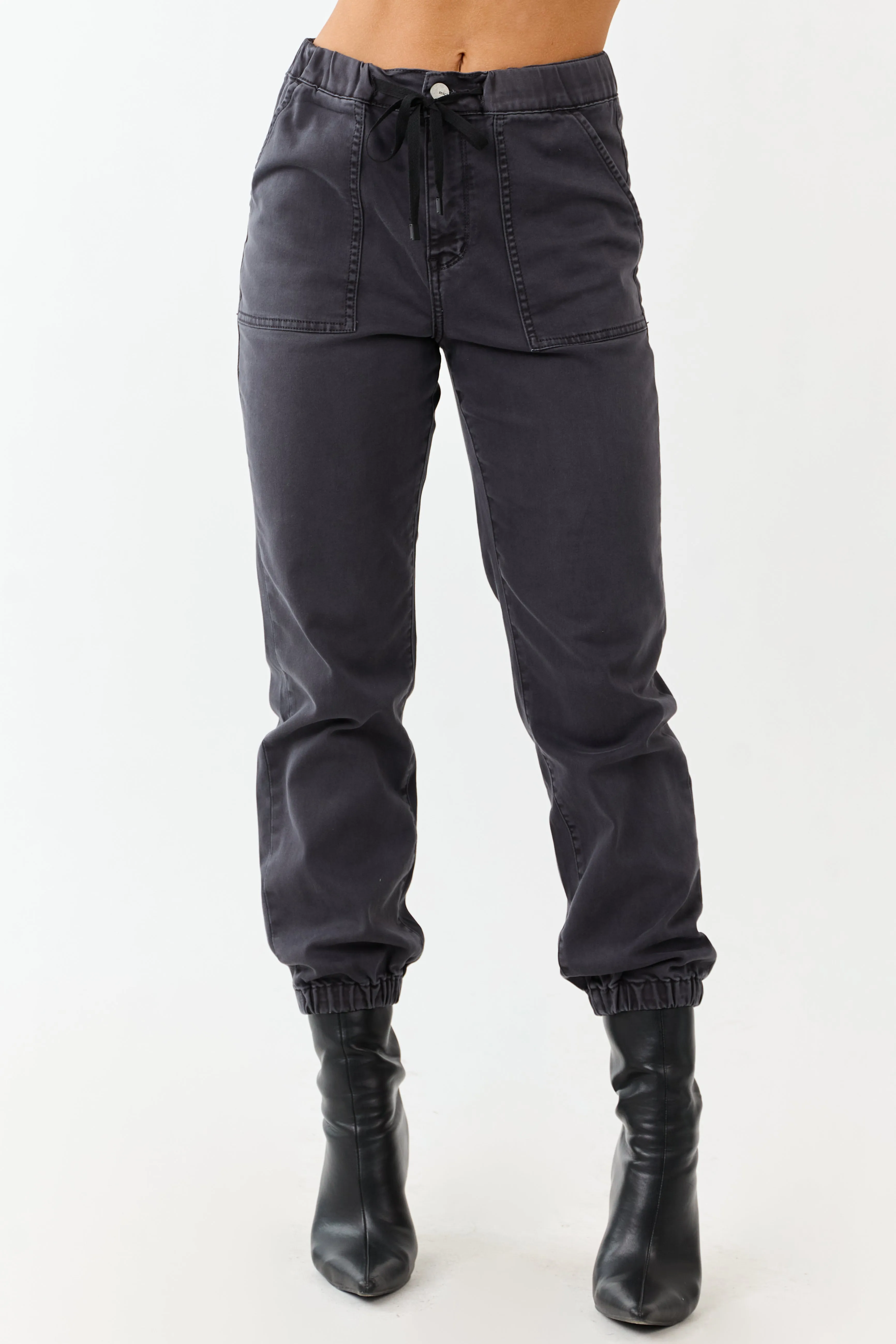 Mica Denim Stormy Grey Cropped Jogger Jeans sold by Lime Lush product image thumbnail 3