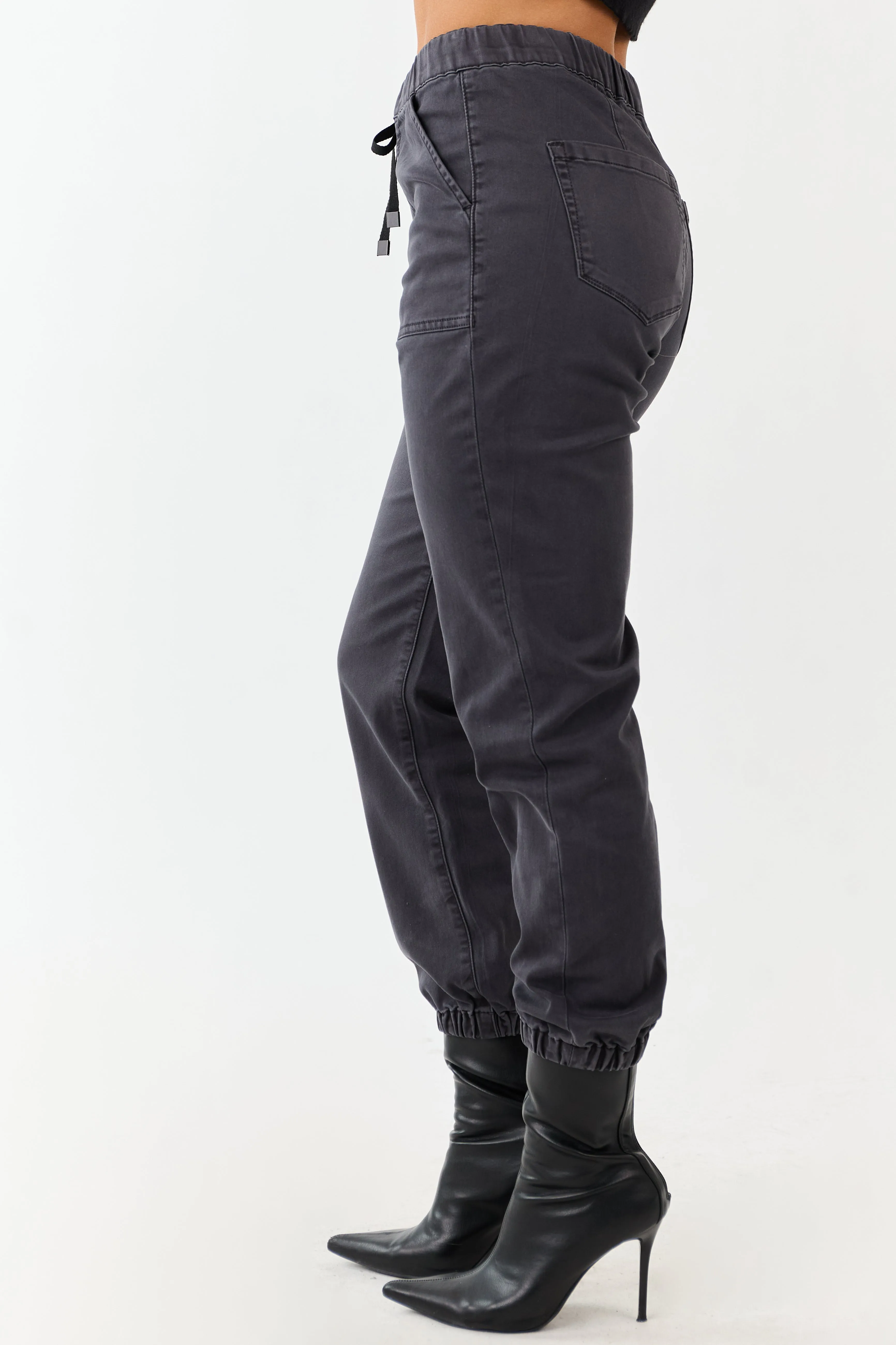 Mica Denim Stormy Grey Cropped Jogger Jeans sold by Lime Lush product image thumbnail 4