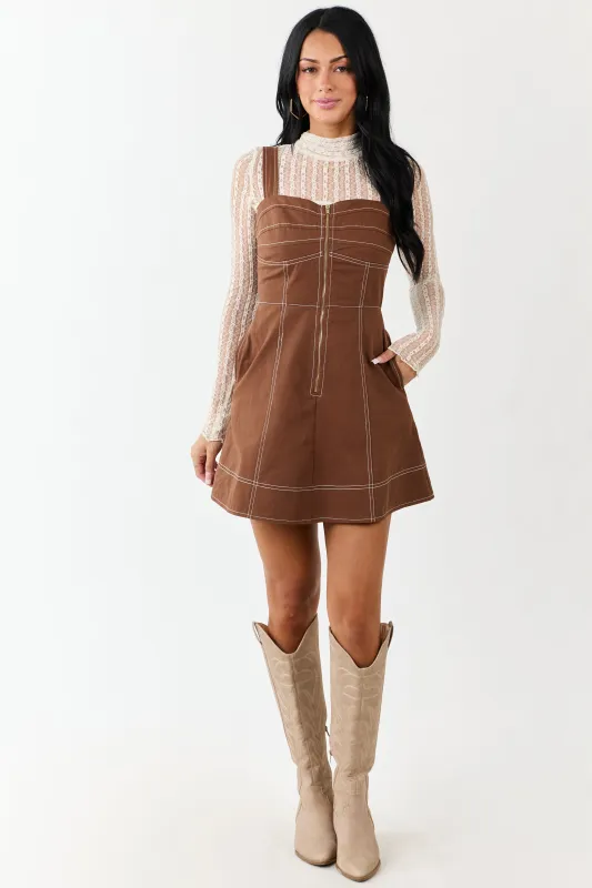 Sepia Pintuck Bust Zip Up Denim Mini Dress sold by Lime Lush