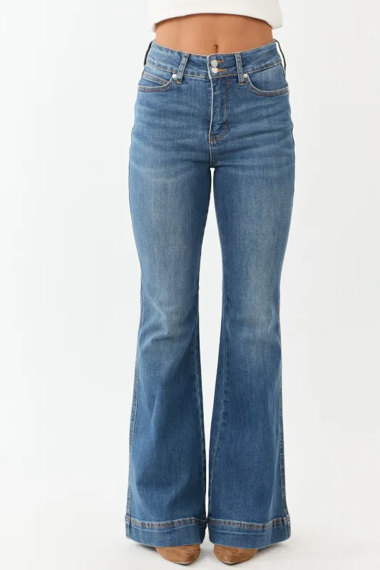 Judy Blue Medium Stretchy Tummy Control Flare Jeans sold by Lime Lush