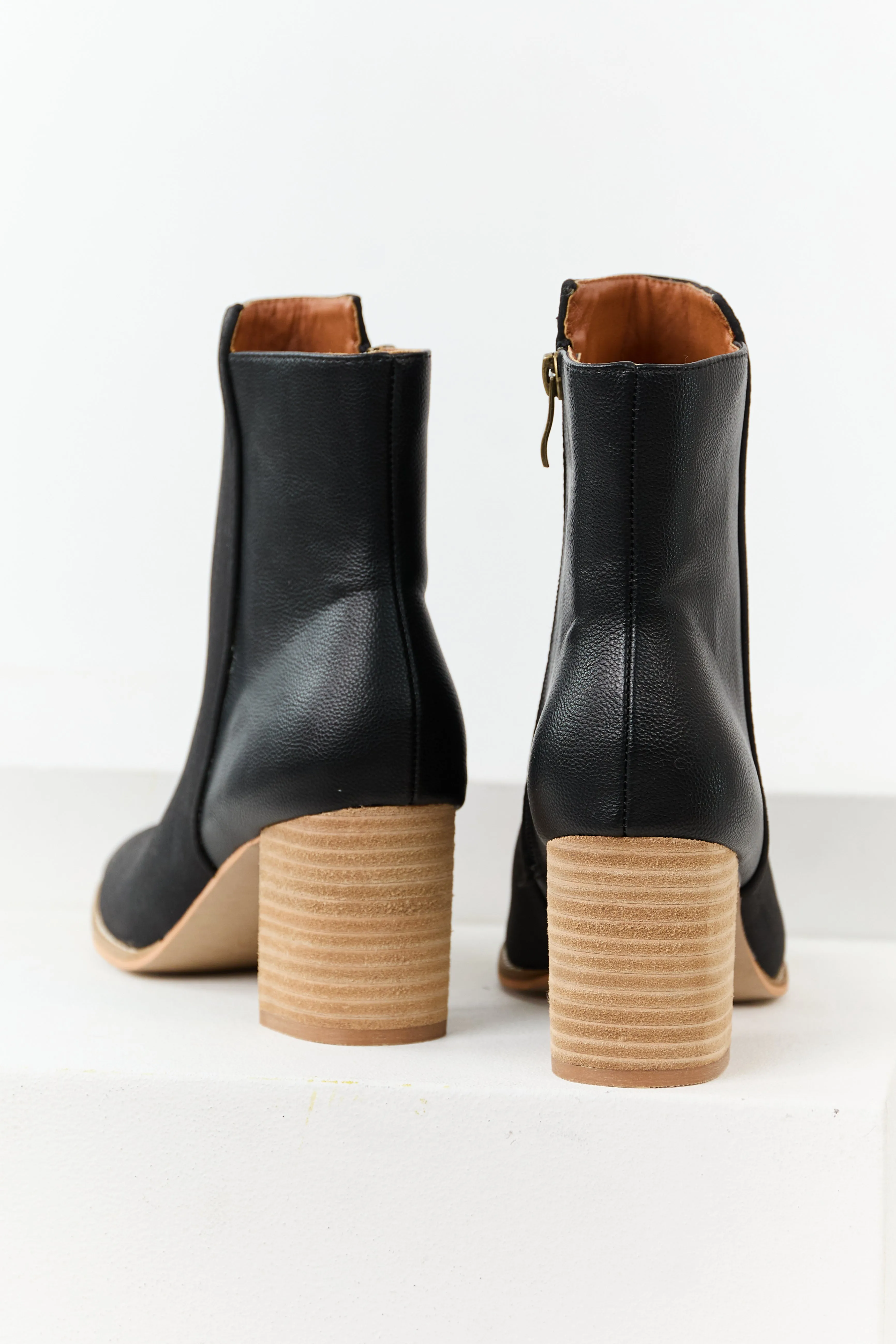 Black Faux Leather Contrast Heeled Booties sold by Lime Lush product image thumbnail 3
