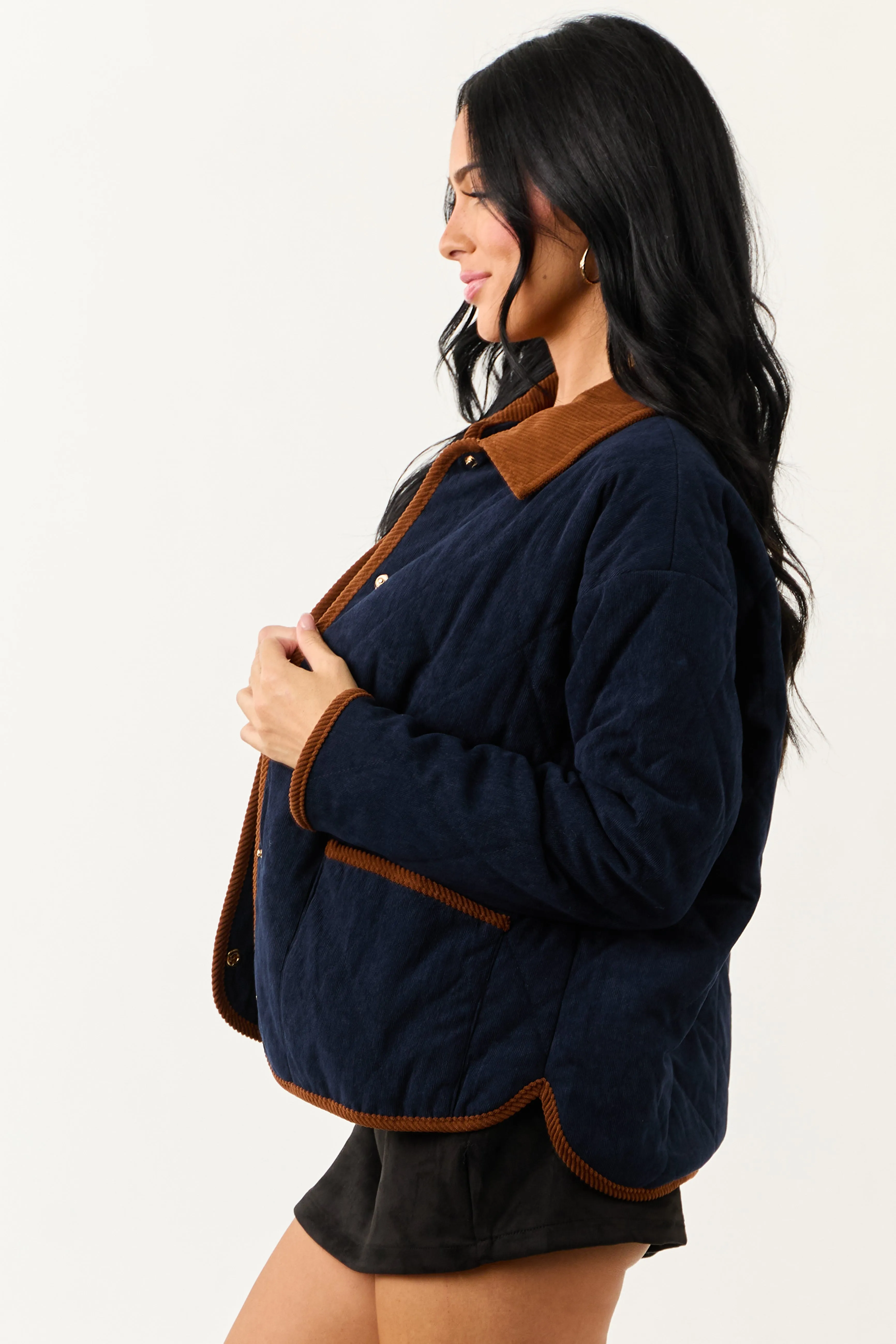 Entro Navy Snap Button Down Collared Jacket sold by Lime Lush product image thumbnail 5