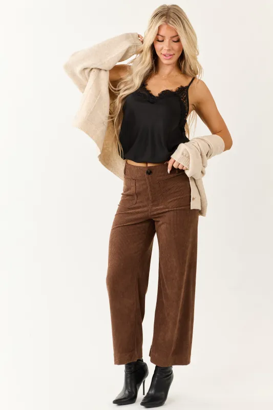 Cocoa Patch Pocket Corduroy Wide Leg Cropped Pants sold by Lime Lush