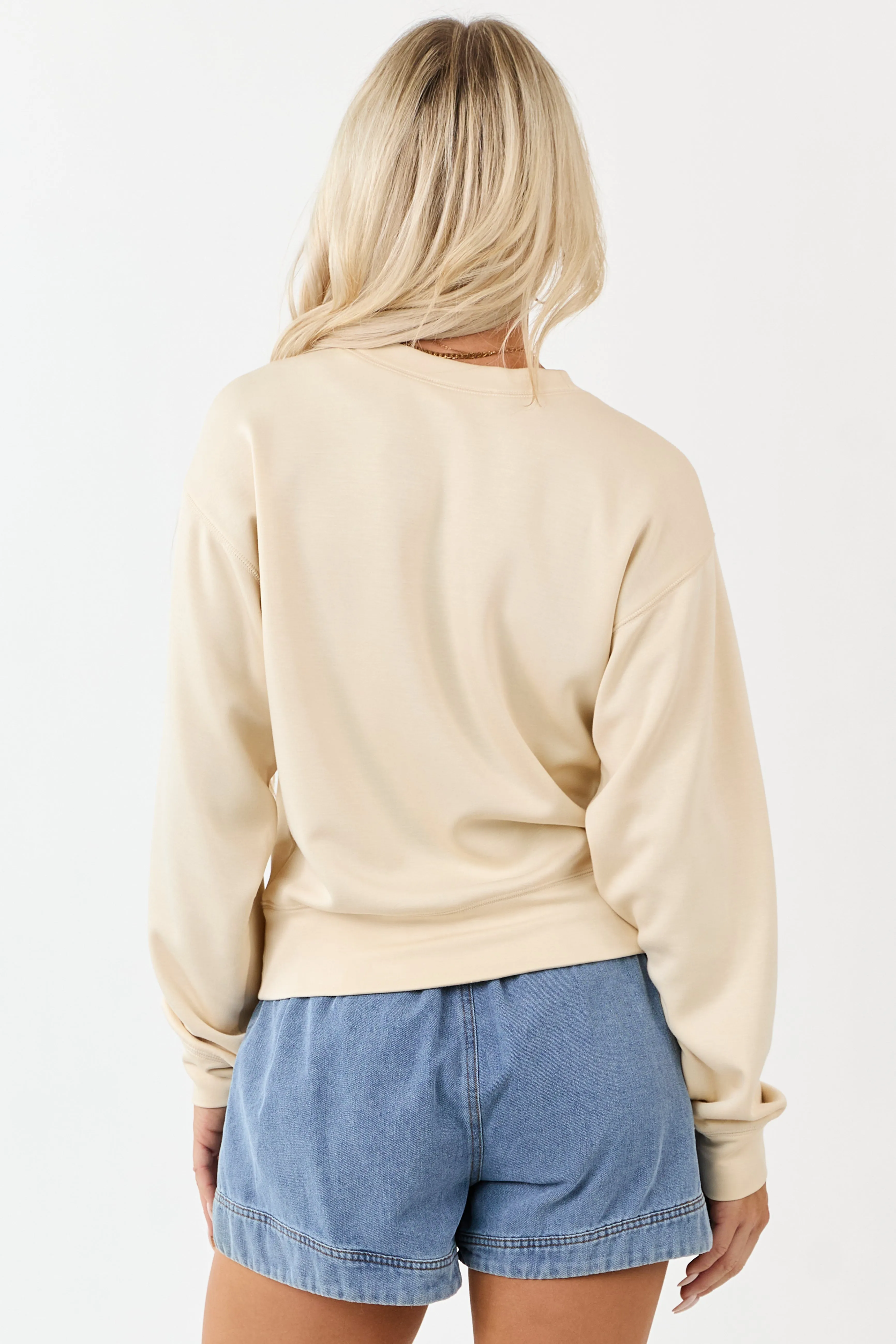 Buttercream Long Sleeve Crew Neck Knit Sweatshirt sold by Lime Lush product image thumbnail 5