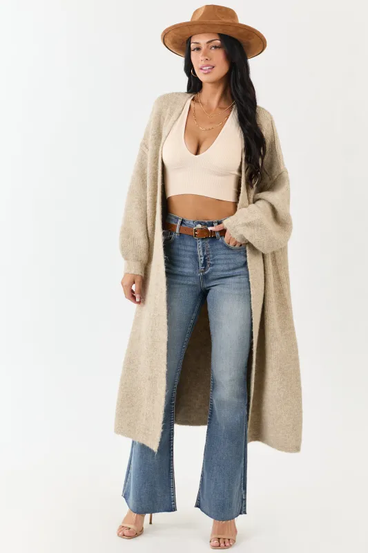 POL Almond Open Front Duster Cardigan sold by Lime Lush