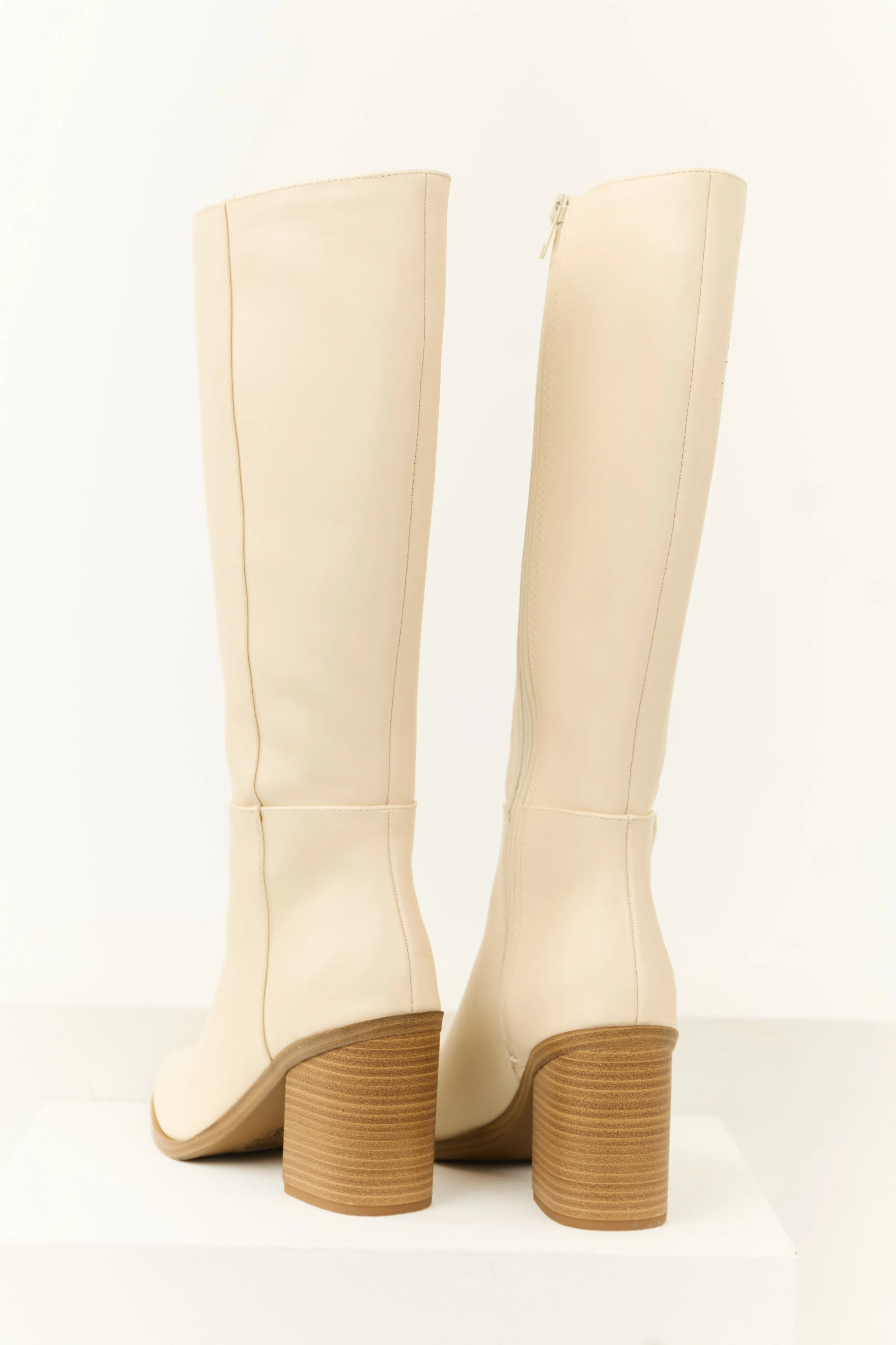 Almond Faux Leather Pointed Toe Tall Boots sold by Lime Lush product image thumbnail 5