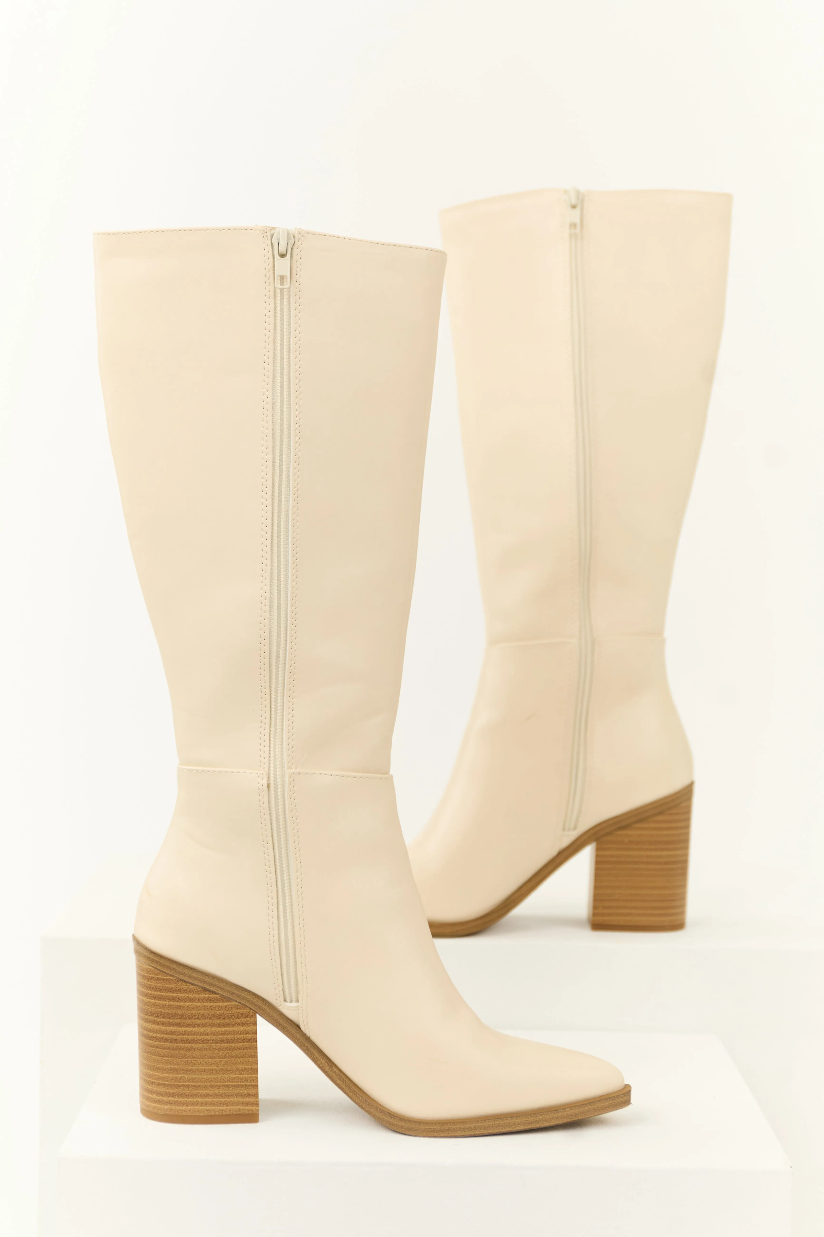 Almond Faux Leather Pointed Toe Tall Boots sold by Lime Lush product image thumbnail 4