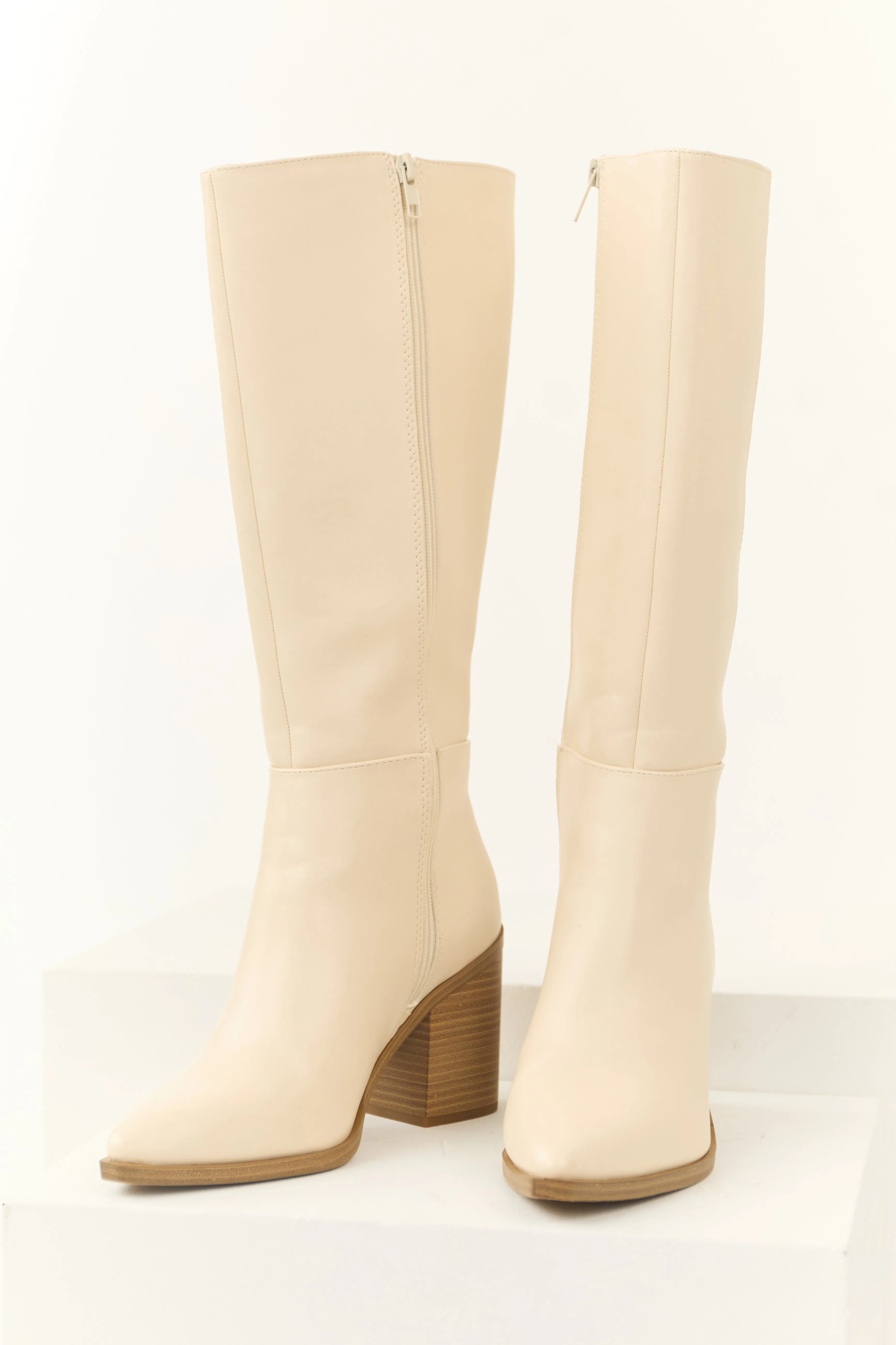 Almond Faux Leather Pointed Toe Tall Boots sold by Lime Lush product image thumbnail 2