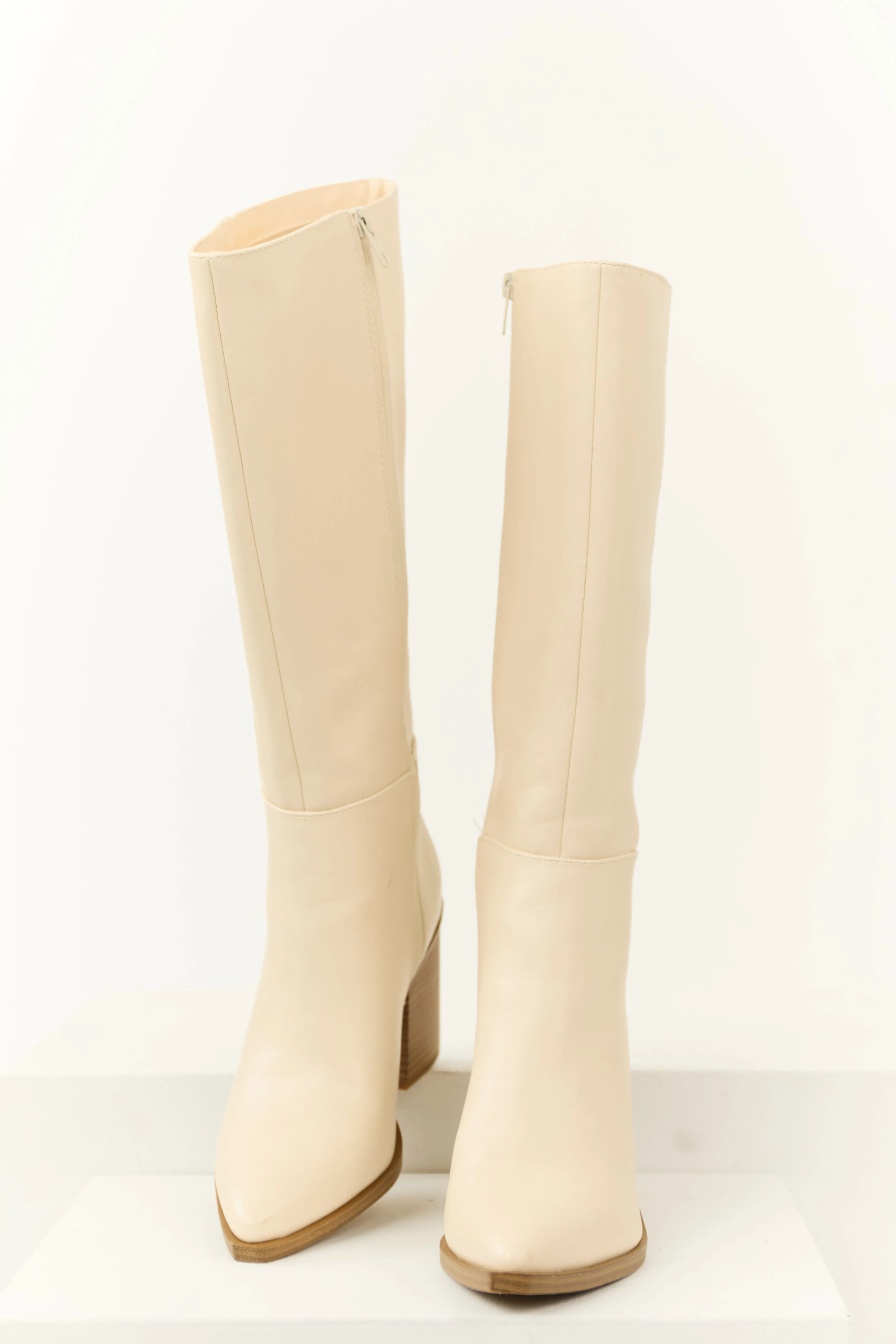 Almond Faux Leather Pointed Toe Tall Boots sold by Lime Lush product image thumbnail 3