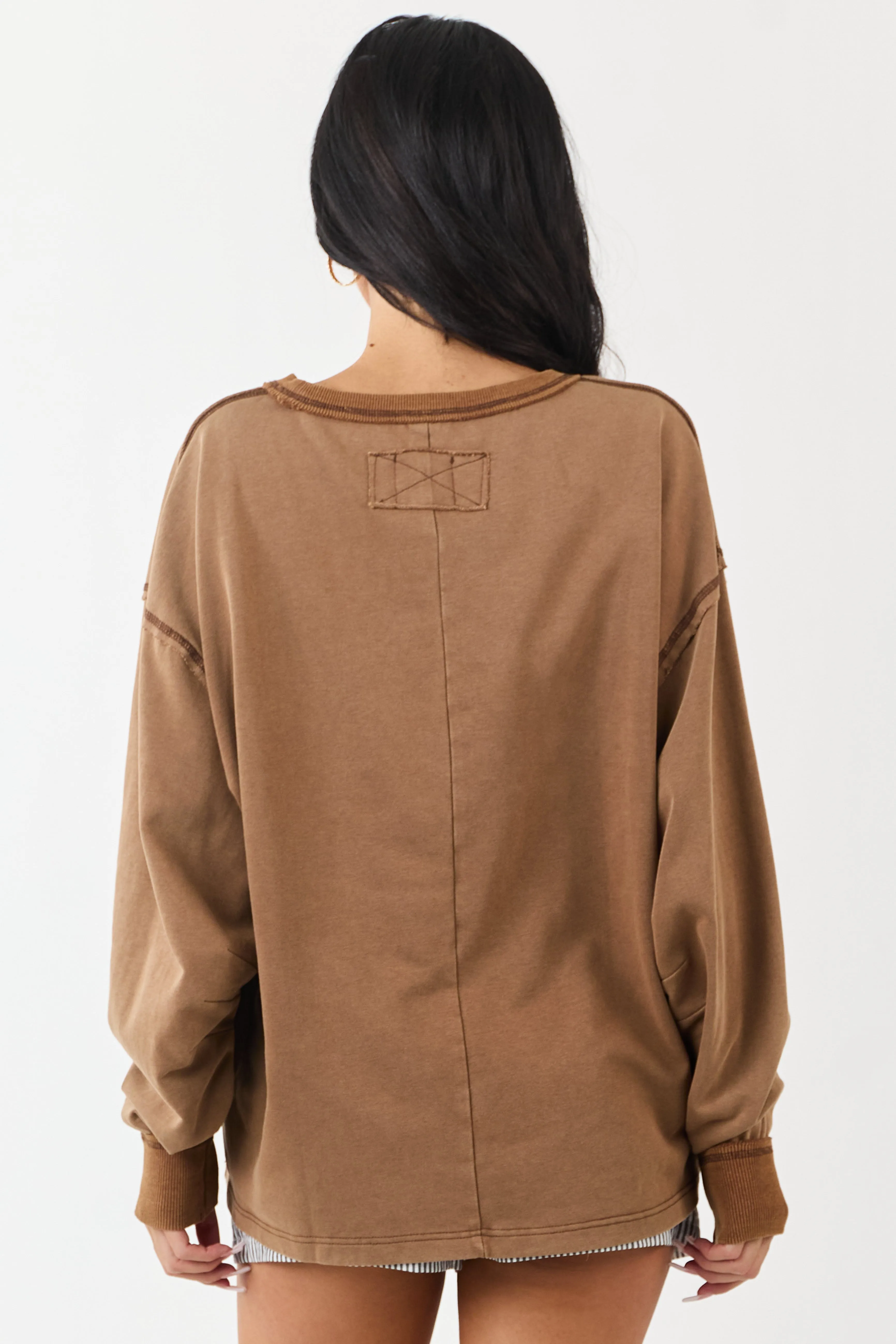 Sepia Relaxed Long Raglan Sleeve Crew Neck Top sold by Lime Lush product image thumbnail 5
