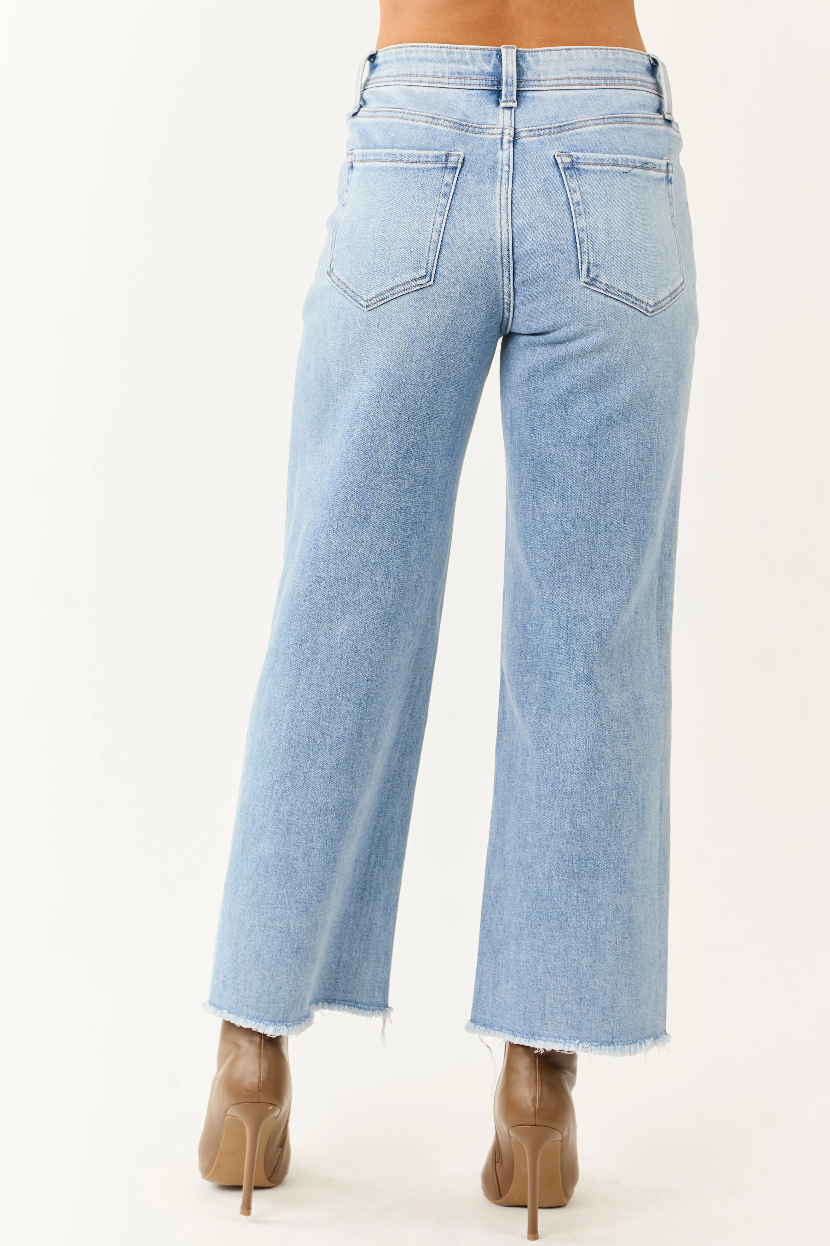 Vervet Light Wash Slim Wide Stretchy Crop Jeans sold by Lime Lush product image thumbnail 4