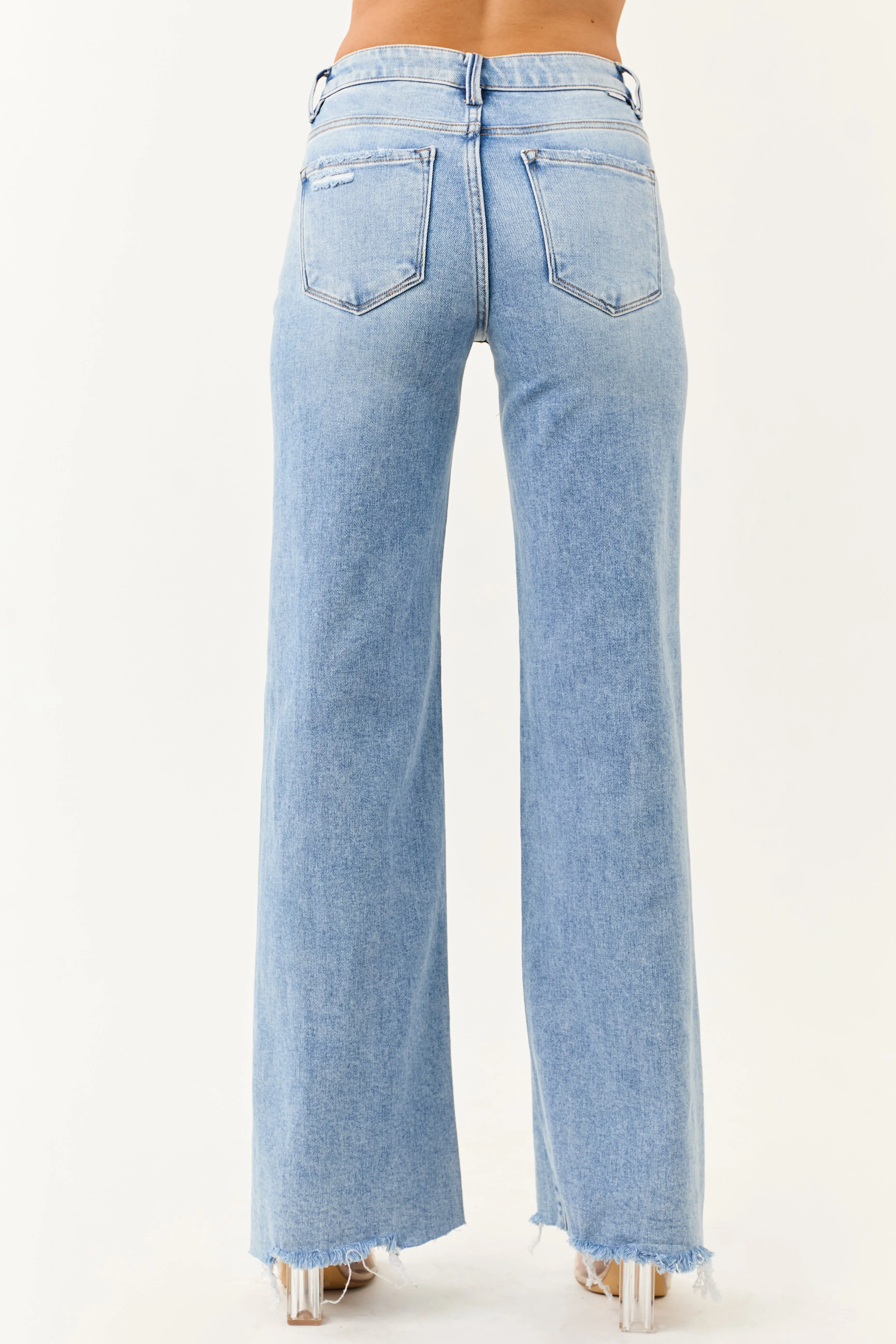 Risen Light Stretchy Tummy Control Wide Leg Jeans sold by Lime Lush product image thumbnail 5