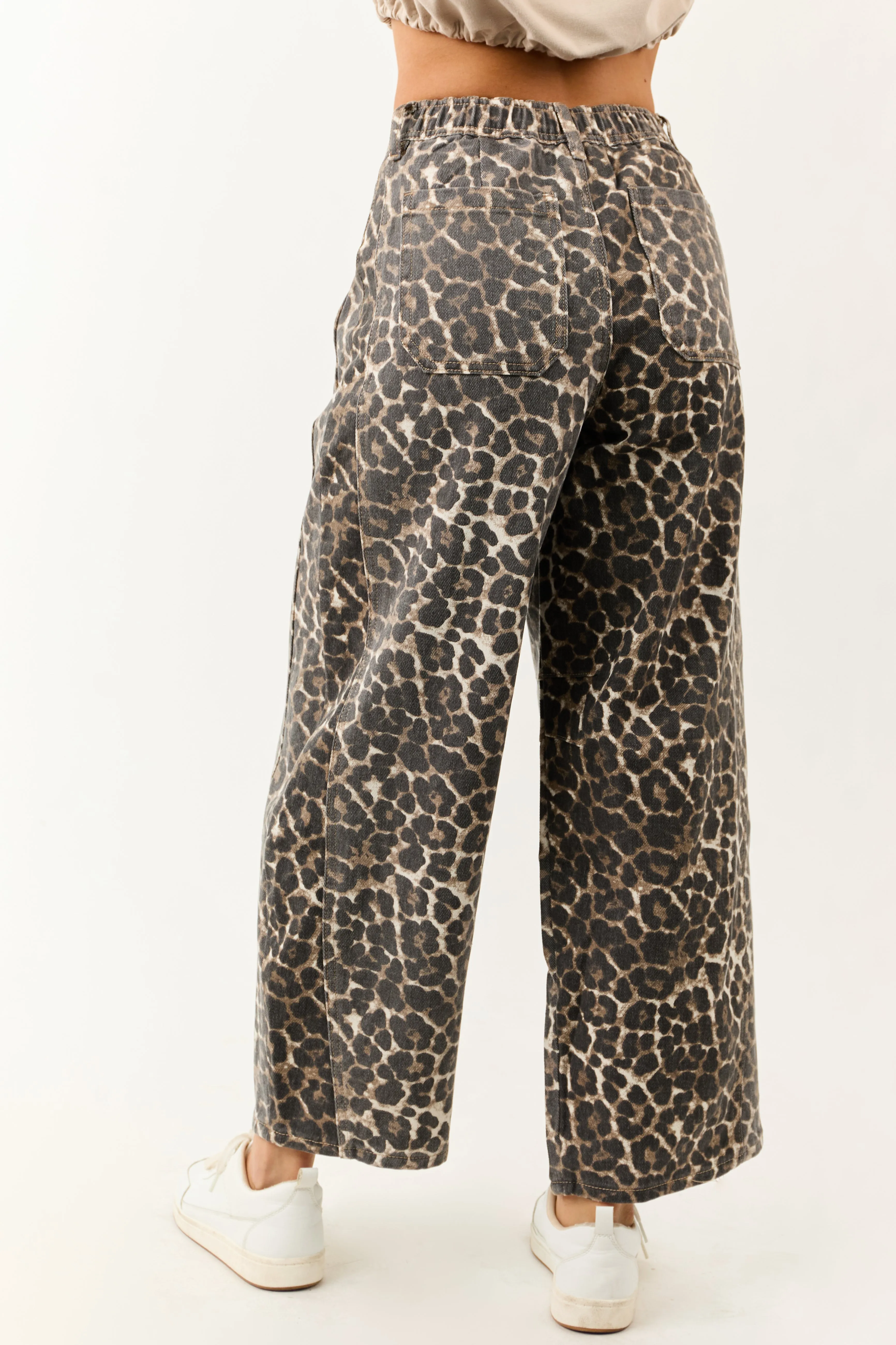 Cocoa Washed Leopard Print Barrel Jeans sold by Lime Lush product image thumbnail 4