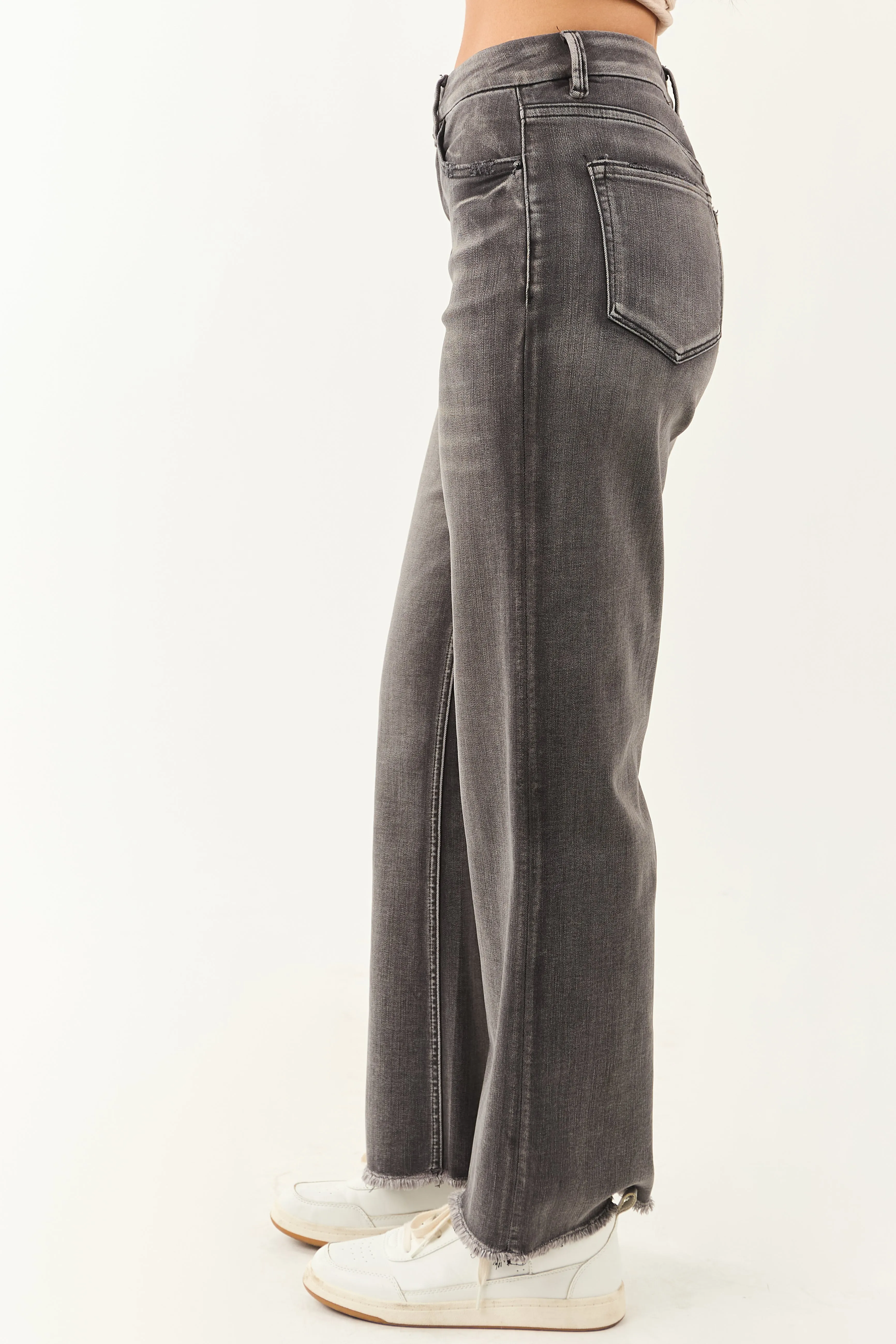 Mica Denim Graphite High Rise Stretchy Wide Leg Jeans sold by Lime Lush product image thumbnail 3
