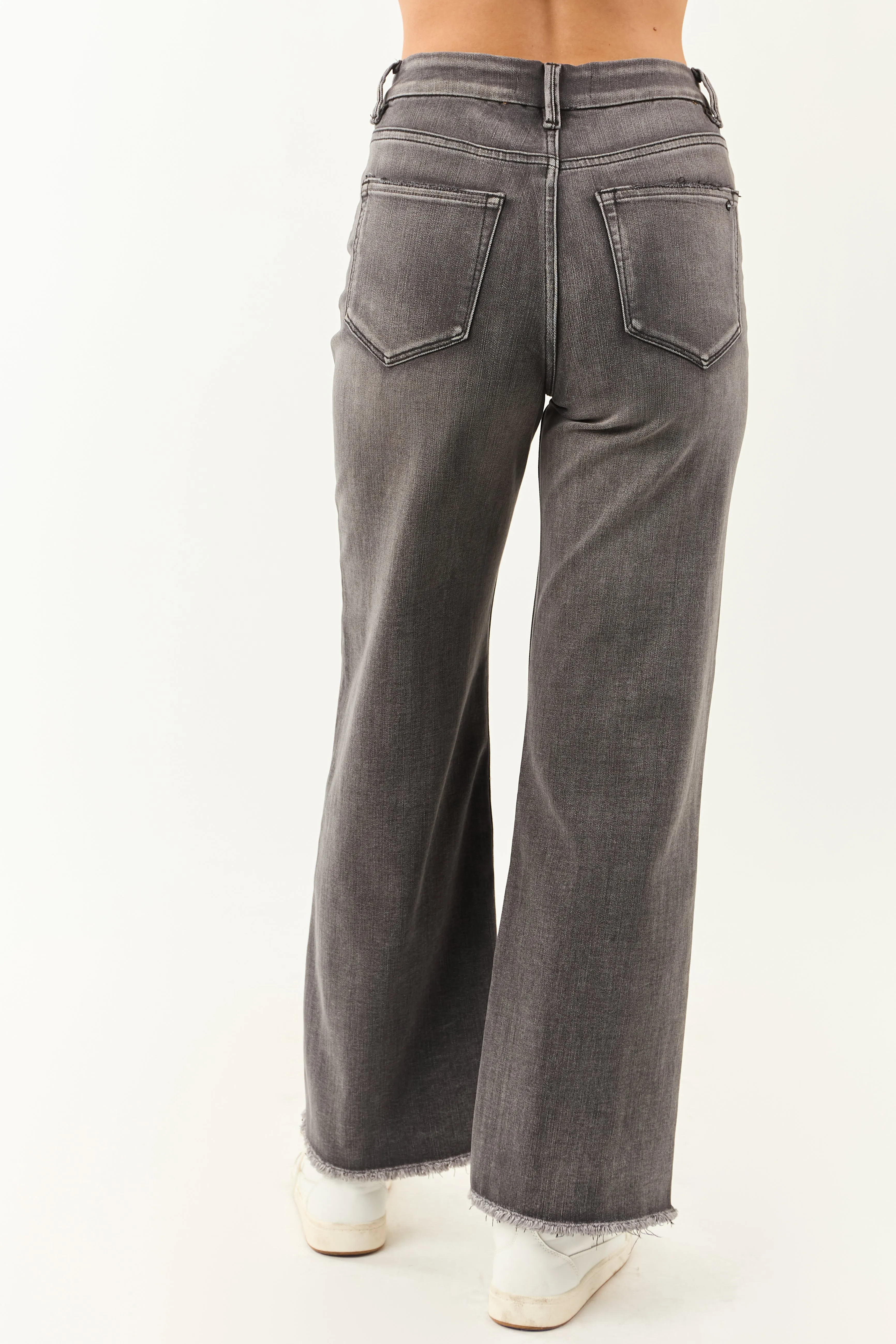 Mica Denim Graphite High Rise Stretchy Wide Leg Jeans sold by Lime Lush product image thumbnail 4