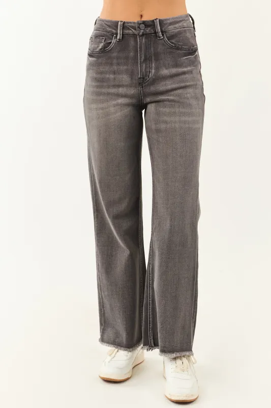 Mica Denim Graphite High Rise Stretchy Wide Leg Jeans sold by Lime Lush