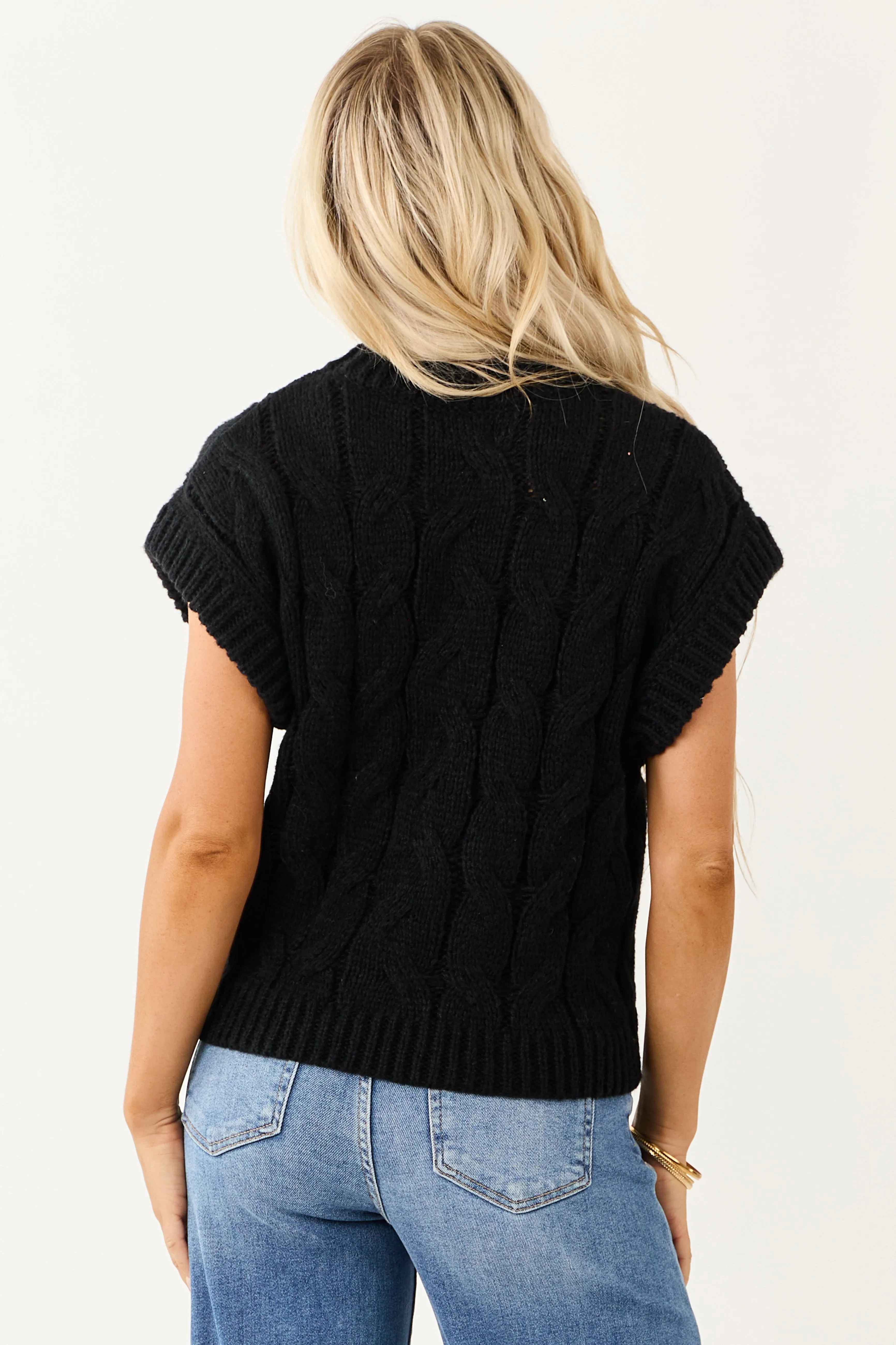Lovelo Black Cable Knit Sweater Vest sold by Lime Lush product image thumbnail 5