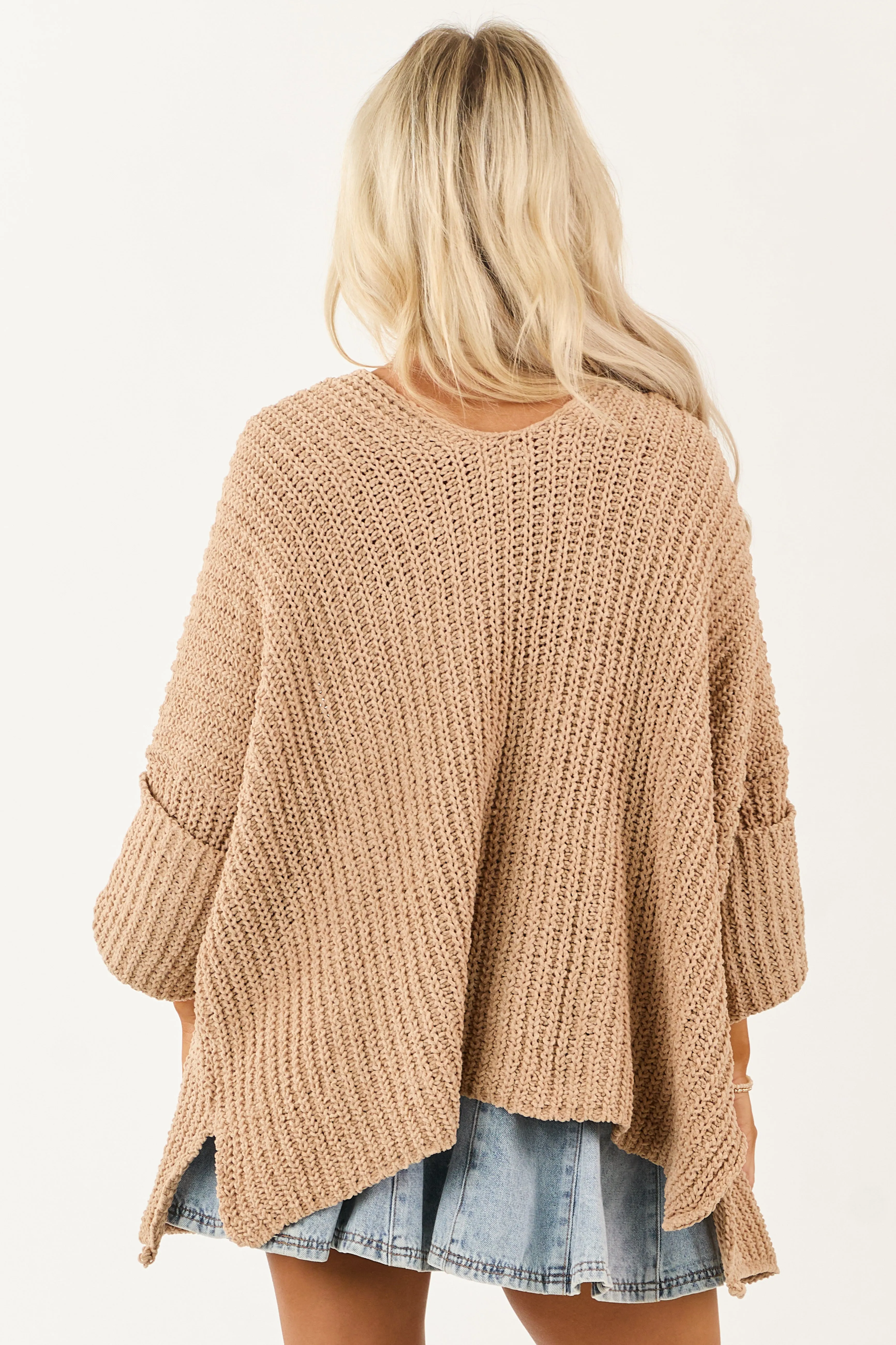 POL Brown Sugar 3/4 Sleeve Knit Cardigan sold by Lime Lush product image thumbnail 5