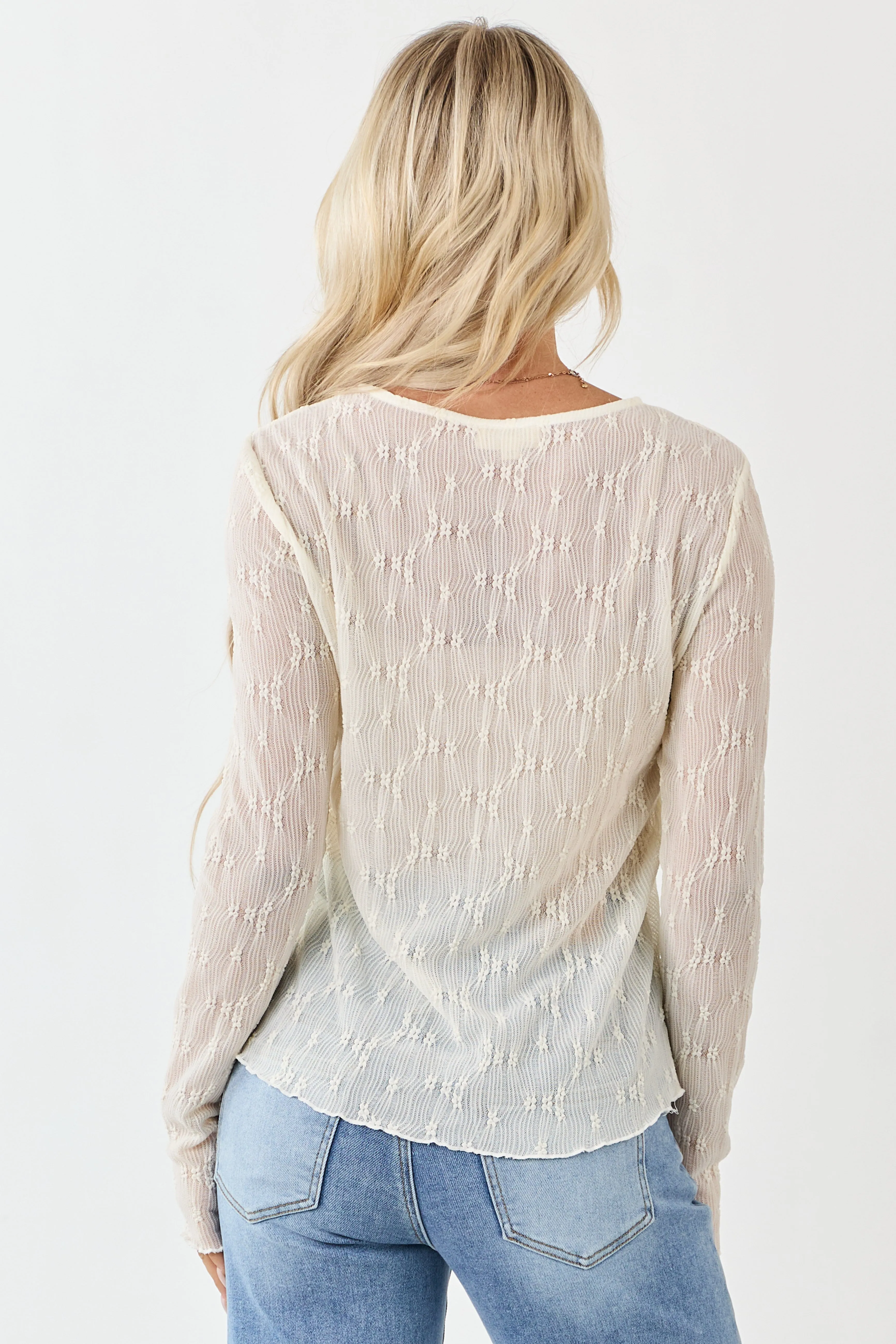 Cream Lace Round Neck Long Sleeve Top sold by Lime Lush product image thumbnail 5