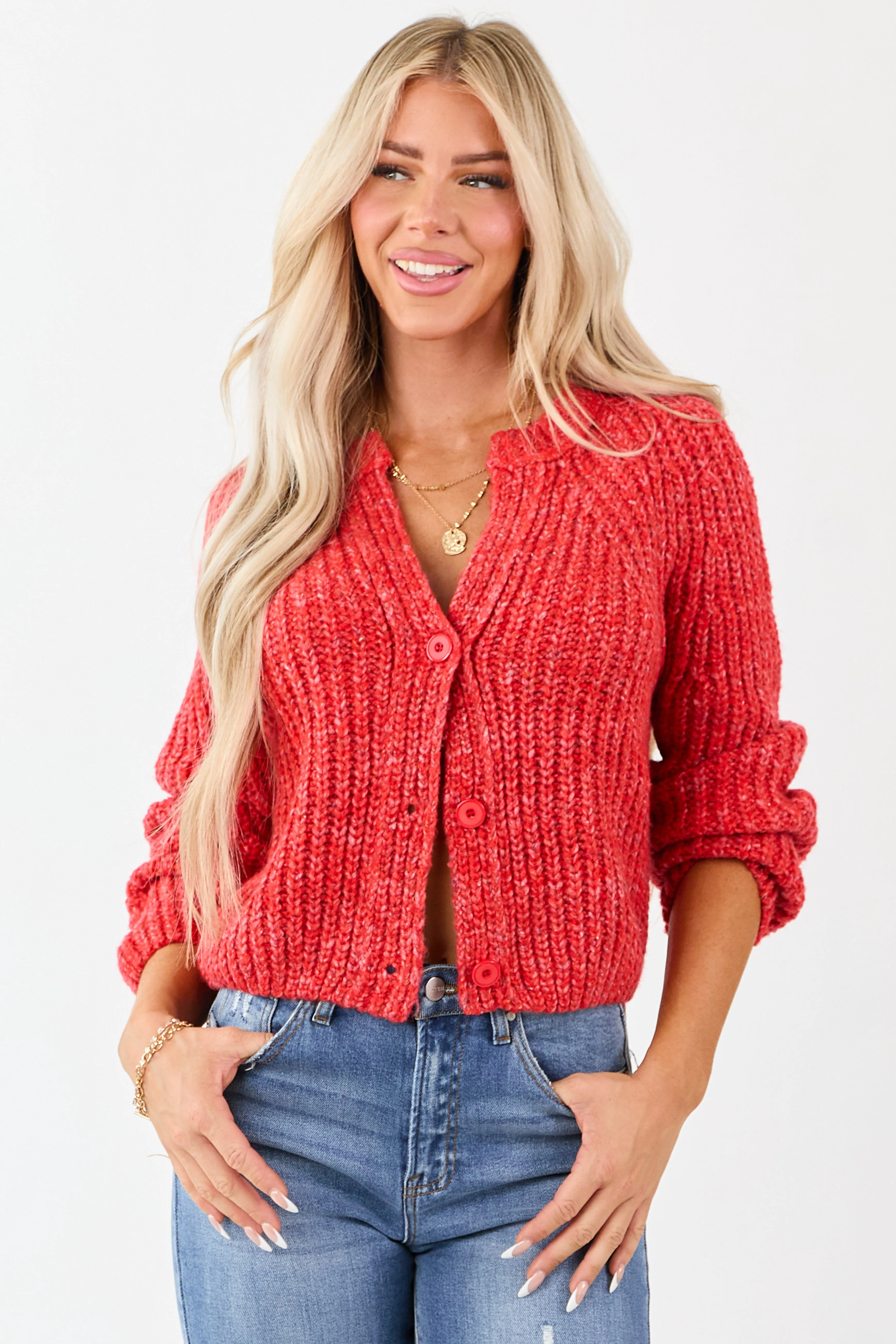Scarlet Ribbed Knit Button Up Cardigan sold by Lime Lush