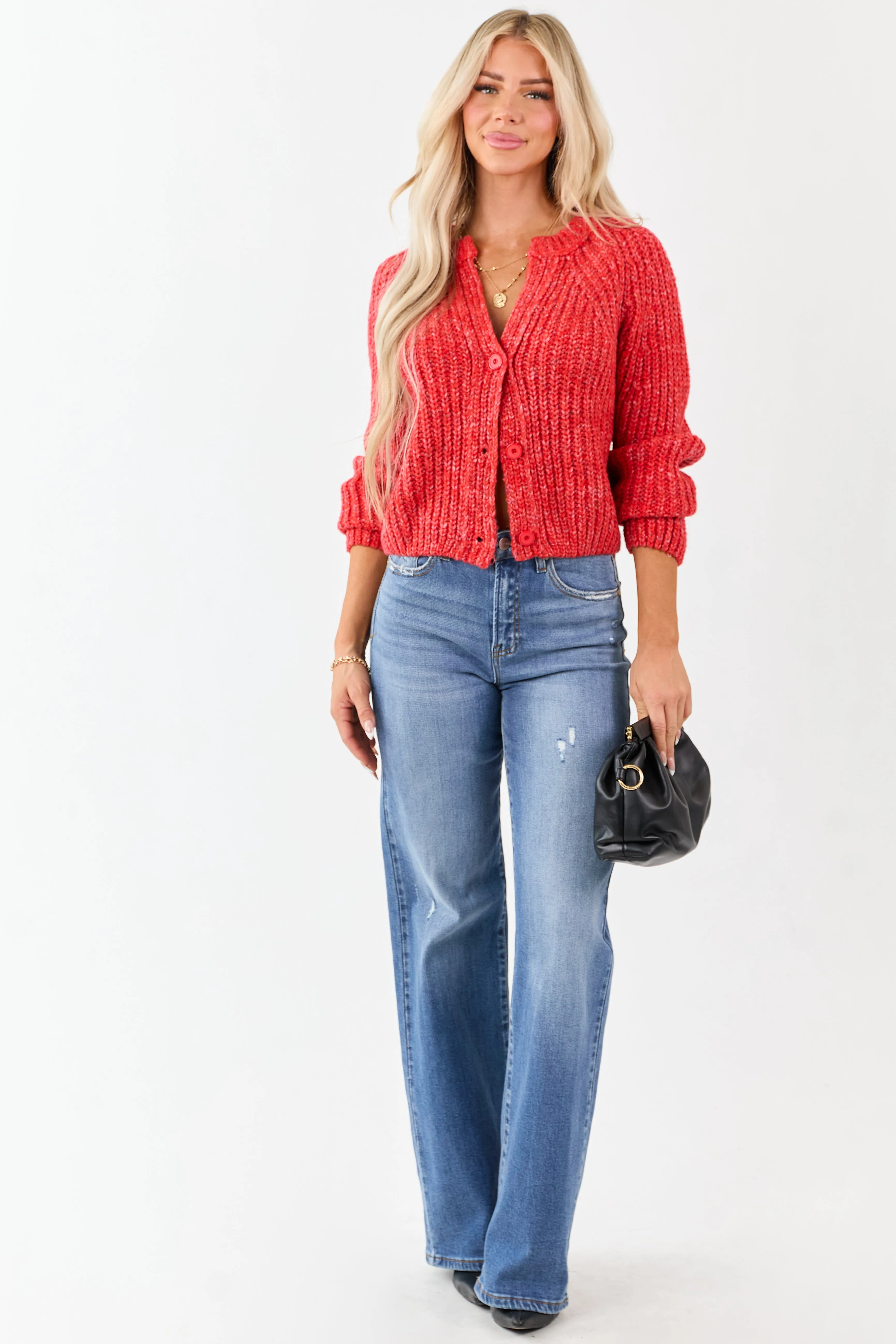 Scarlet Ribbed Knit Button Up Cardigan sold by Lime Lush product image thumbnail 4