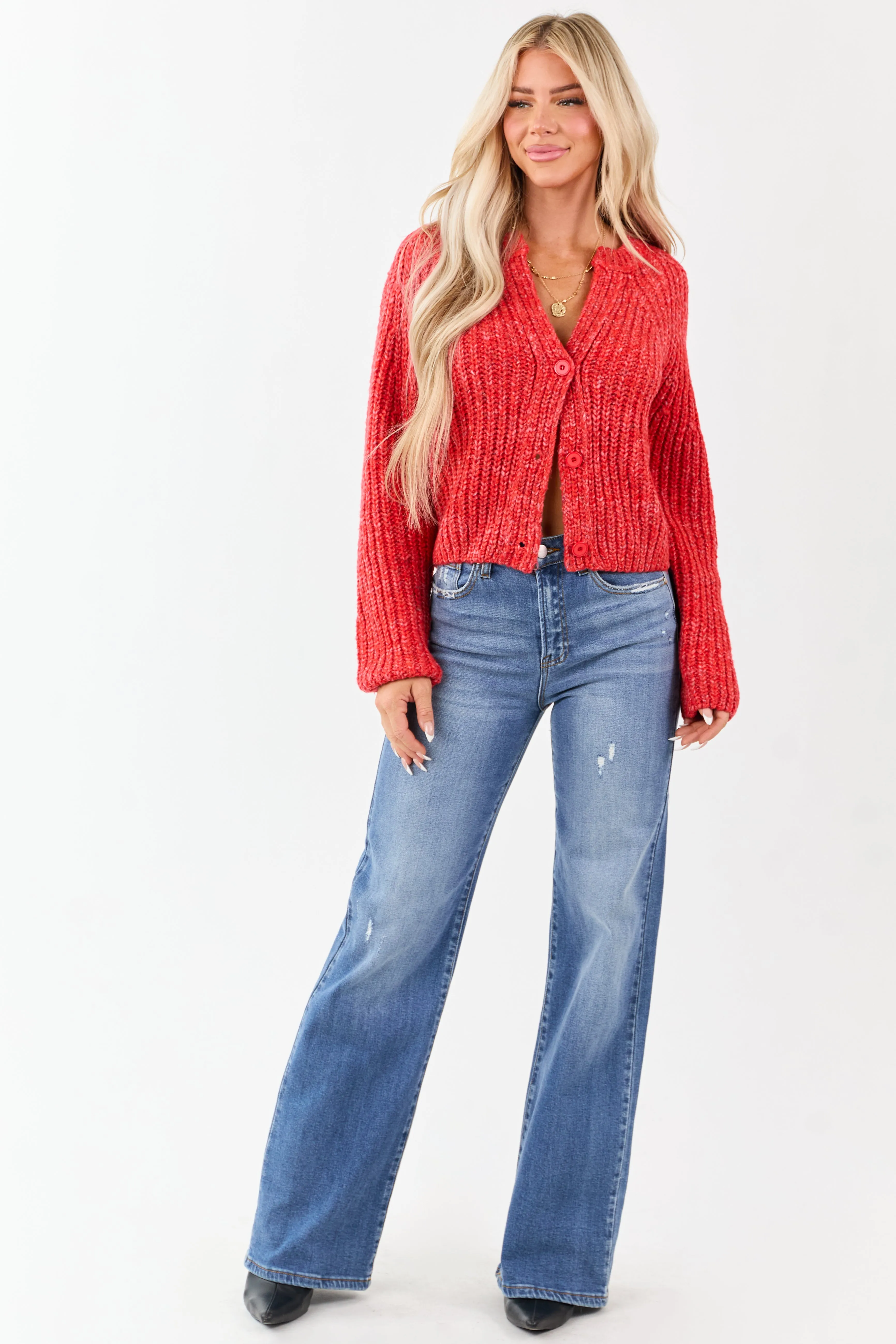Scarlet Ribbed Knit Button Up Cardigan sold by Lime Lush product image thumbnail 2