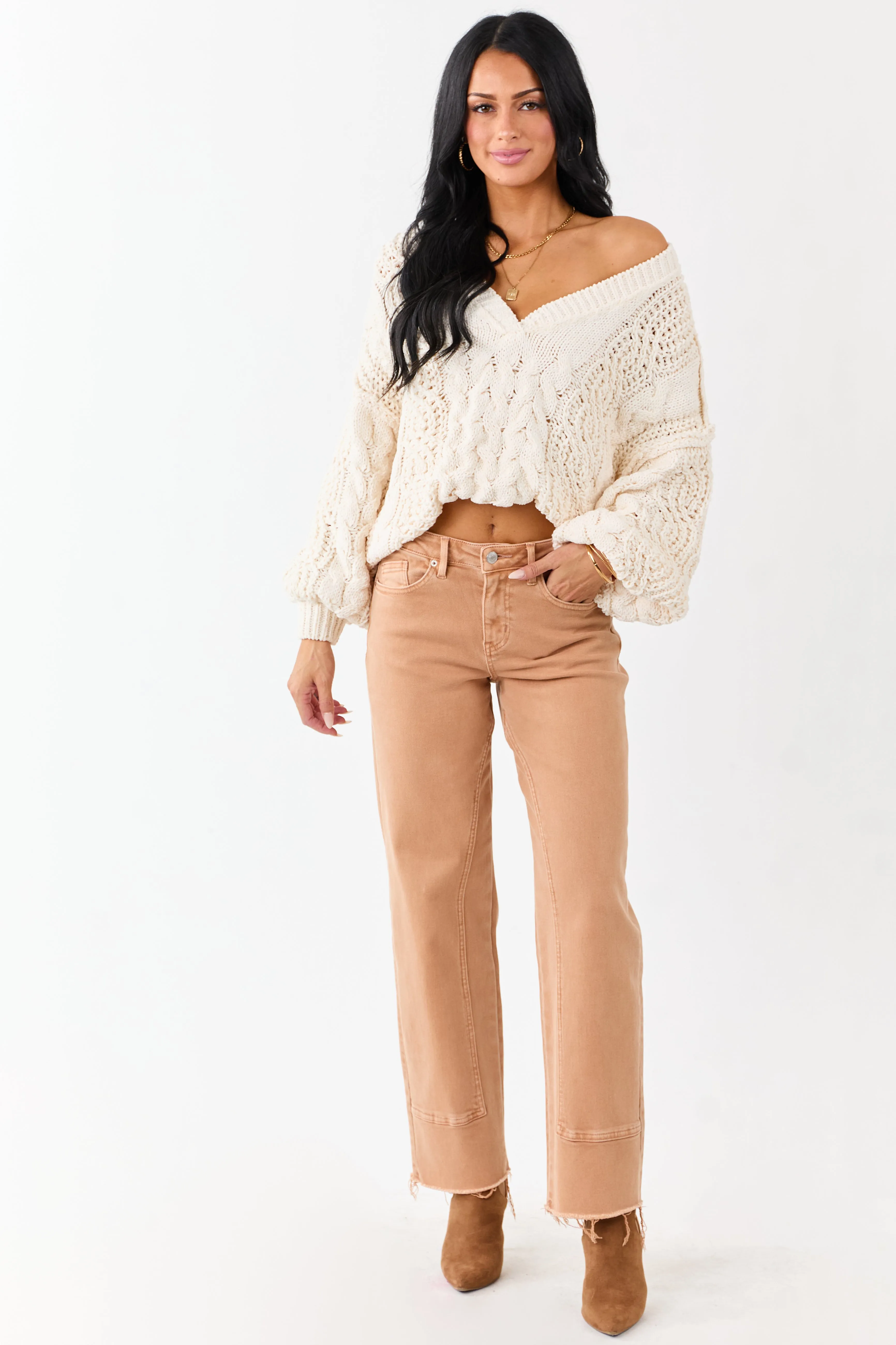 Mica Denim Sandstone Washed Stretchy Straight Jeans sold by Lime Lush product image thumbnail 5