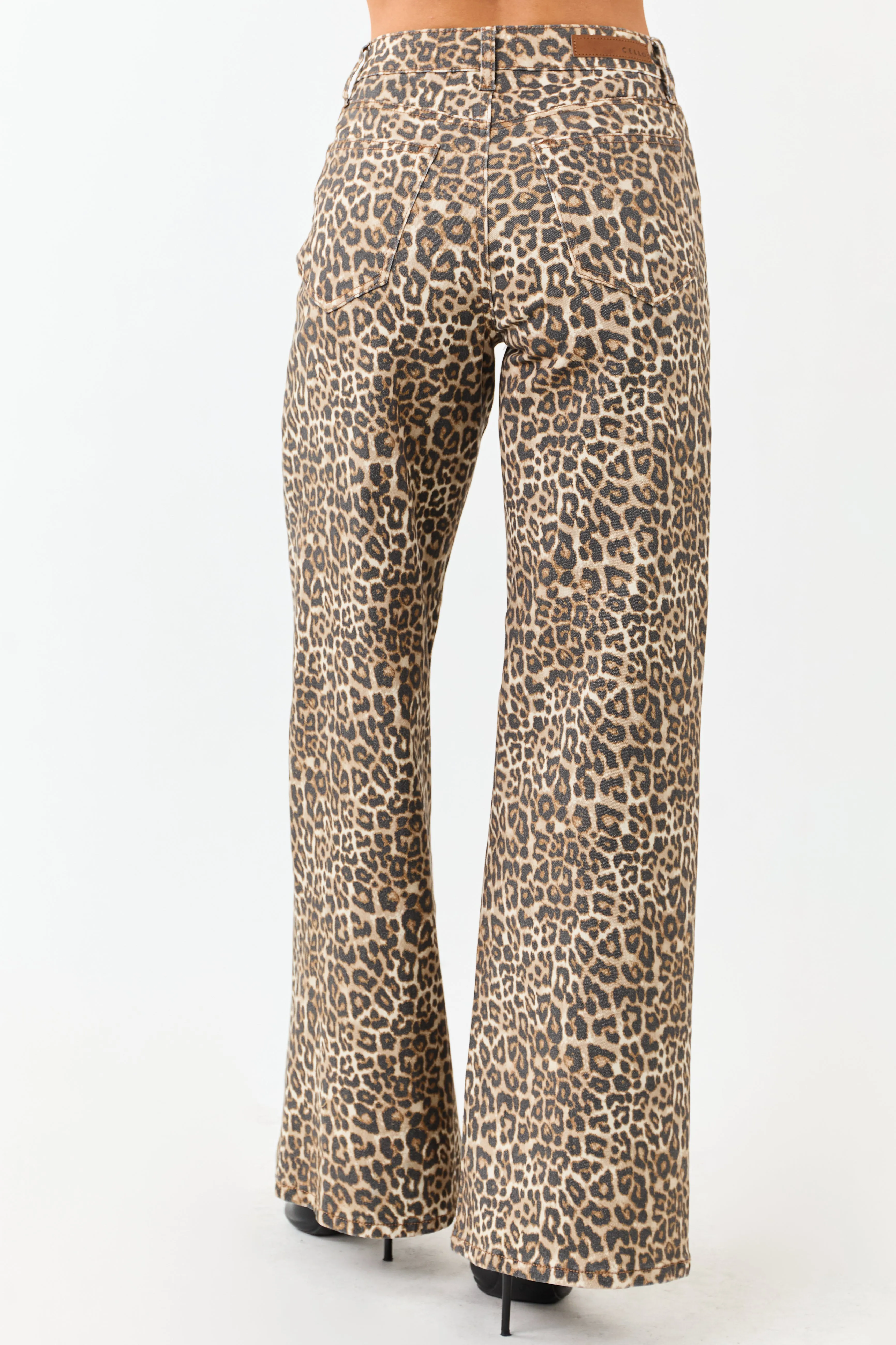 Cello Camel Leopard Print Wide Leg Stretchy Jeans sold by Lime Lush product image thumbnail 4