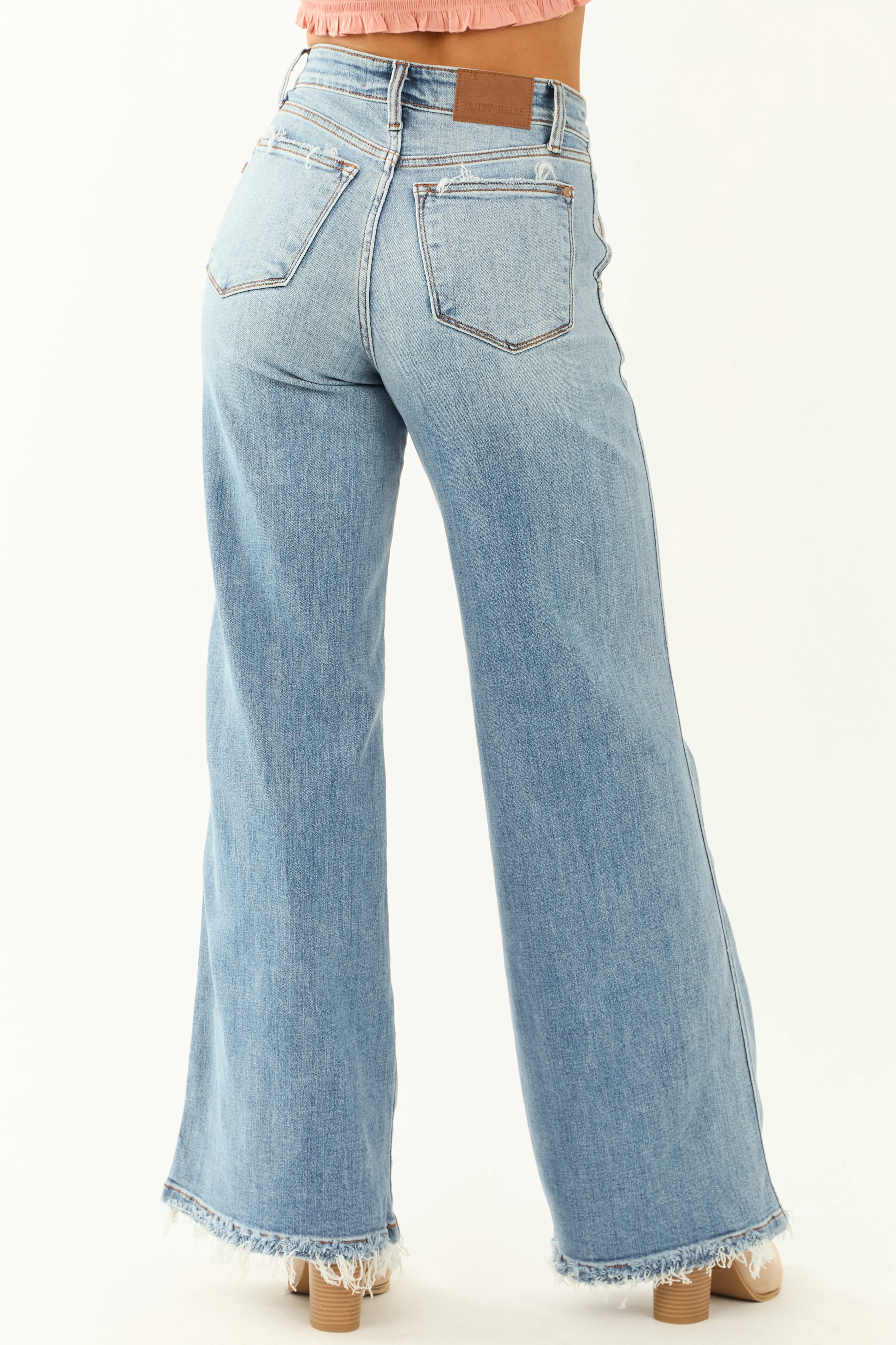 Judy Blue Medium High Rise Retro Wide Stretchy Jeans sold by Lime Lush product image thumbnail 5