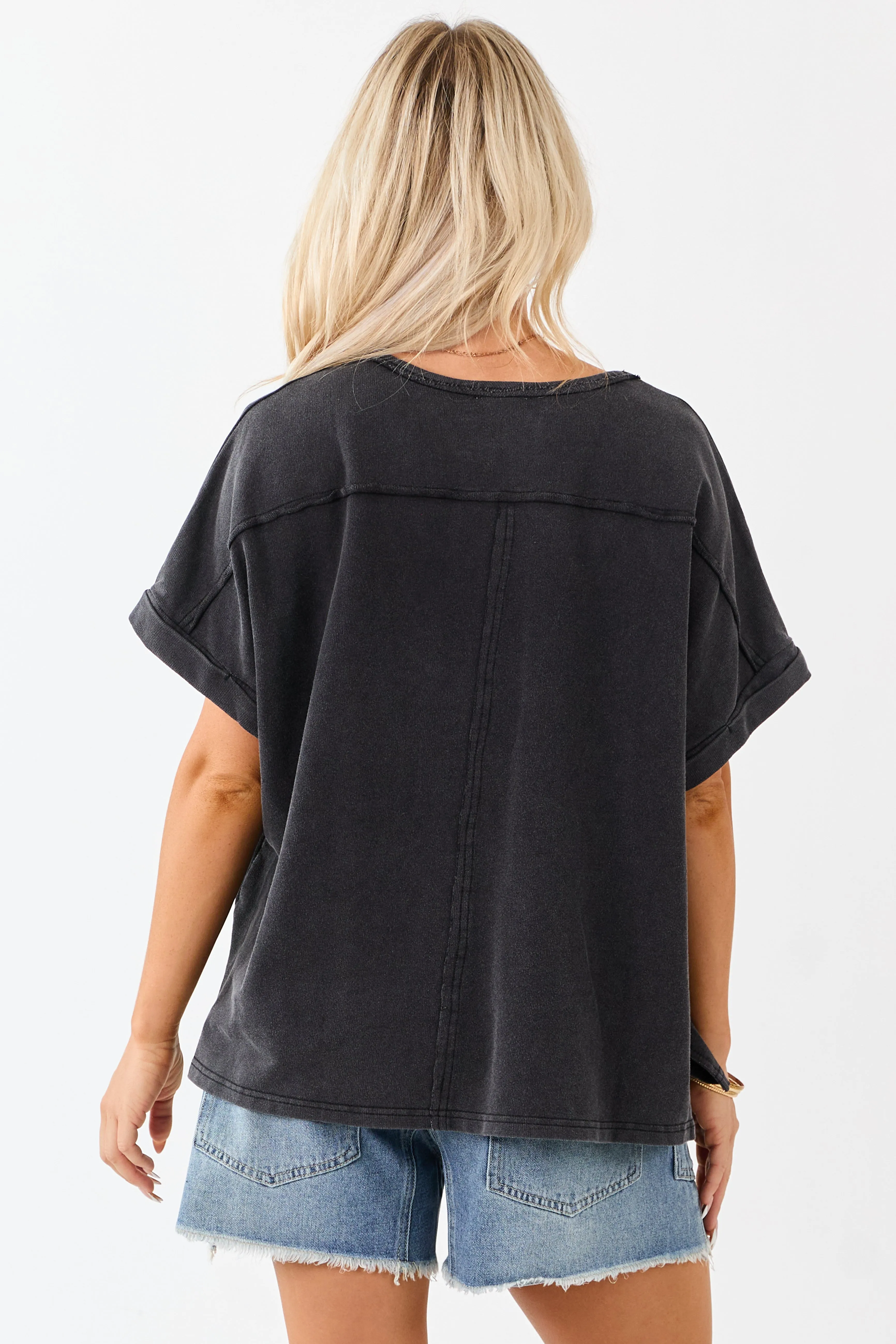 Charcoal Mineral Wash Short Sleeve Cotton Top sold by Lime Lush product image thumbnail 5