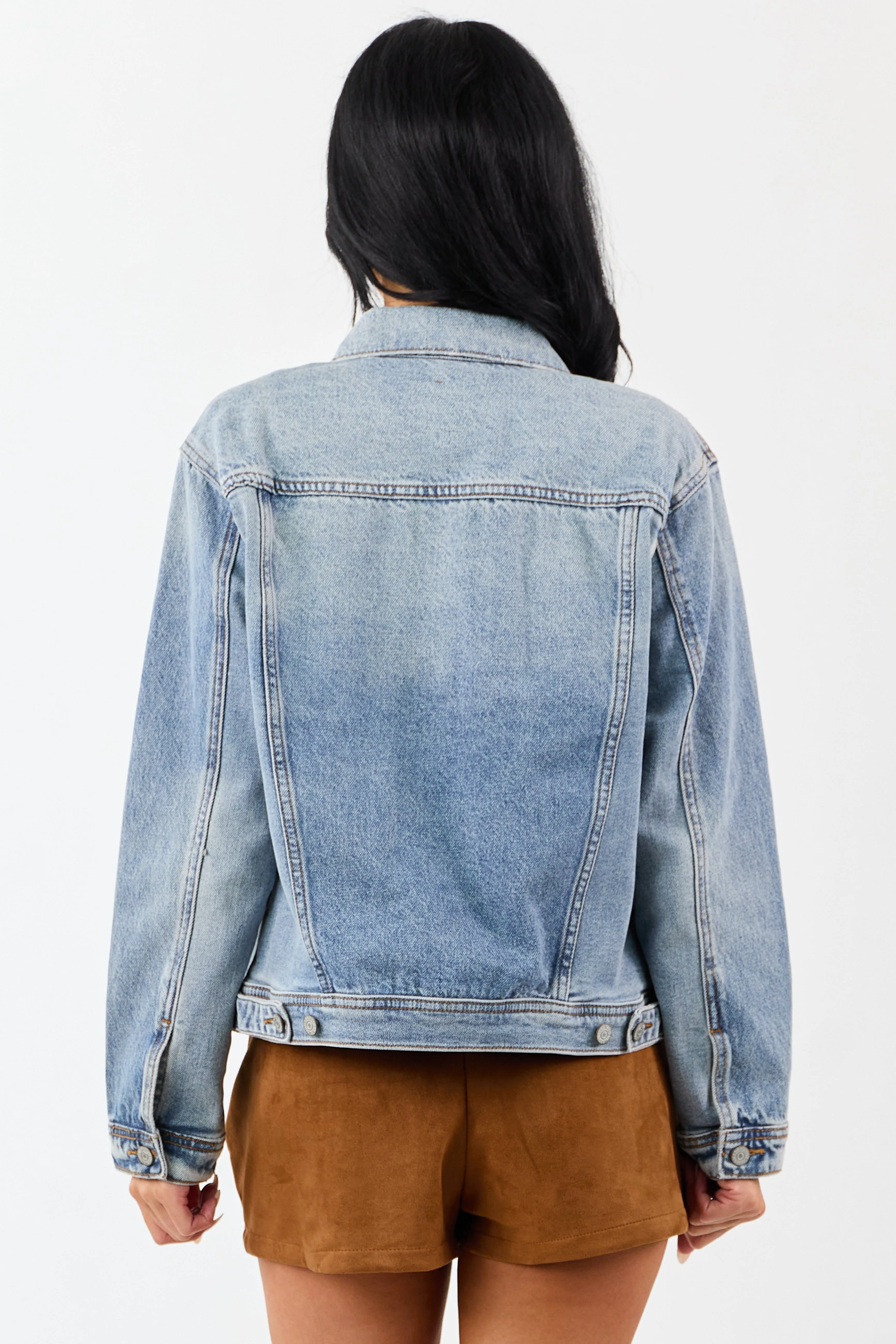 Judy Blue Medium Wash Button Up Denim Jacket sold by Lime Lush product image thumbnail 5