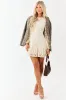 Champagne Floral Lace Long Sleeve Ruffle Hem Mini Dress sold by Lime Lush