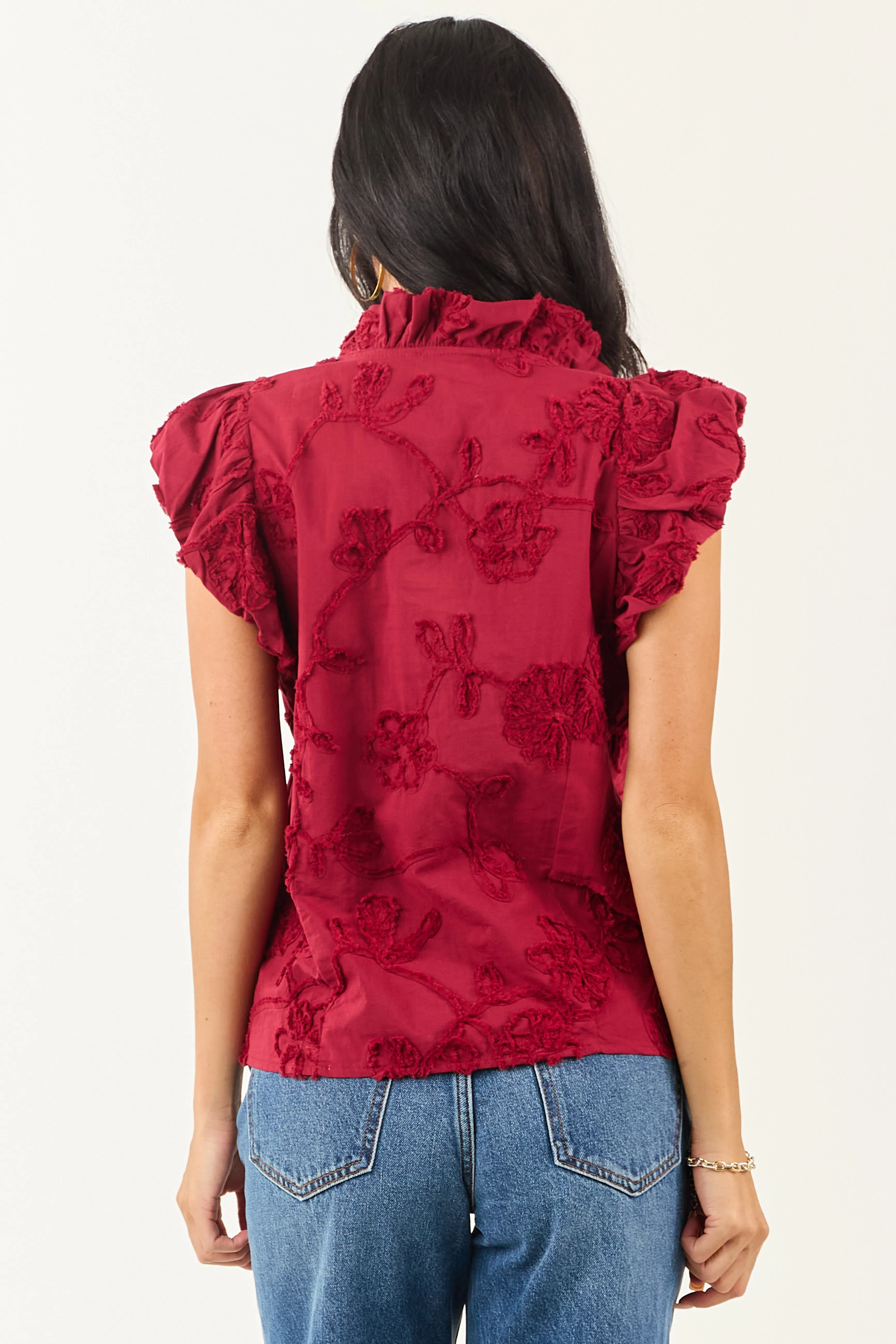 Entro Cherry 3D Floral Button Down Cotton Top sold by Lime Lush product image thumbnail 5