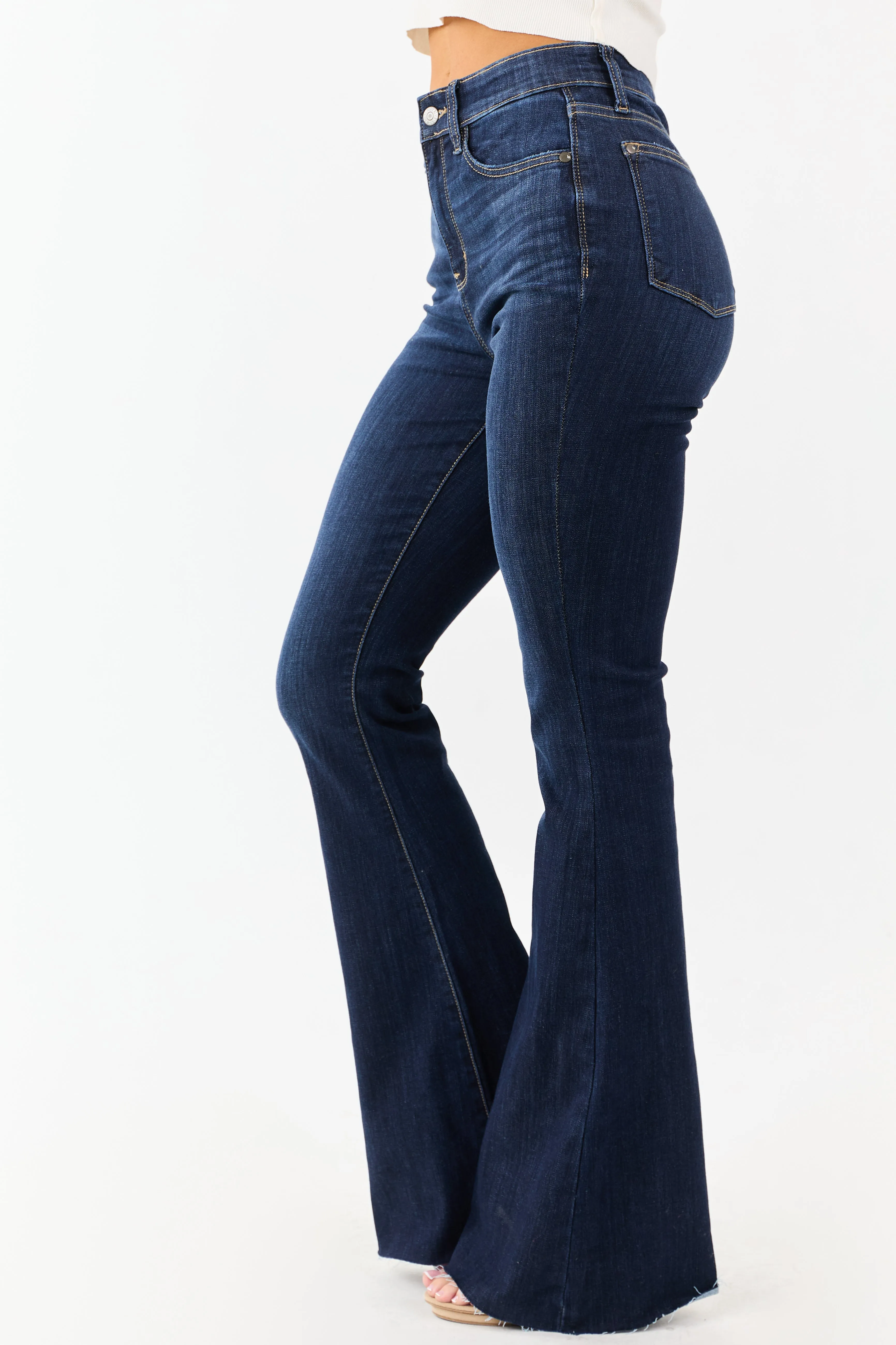 Judy Blue Dark Wash Stretchy Flare Leg Jeans sold by Lime Lush product image thumbnail 3